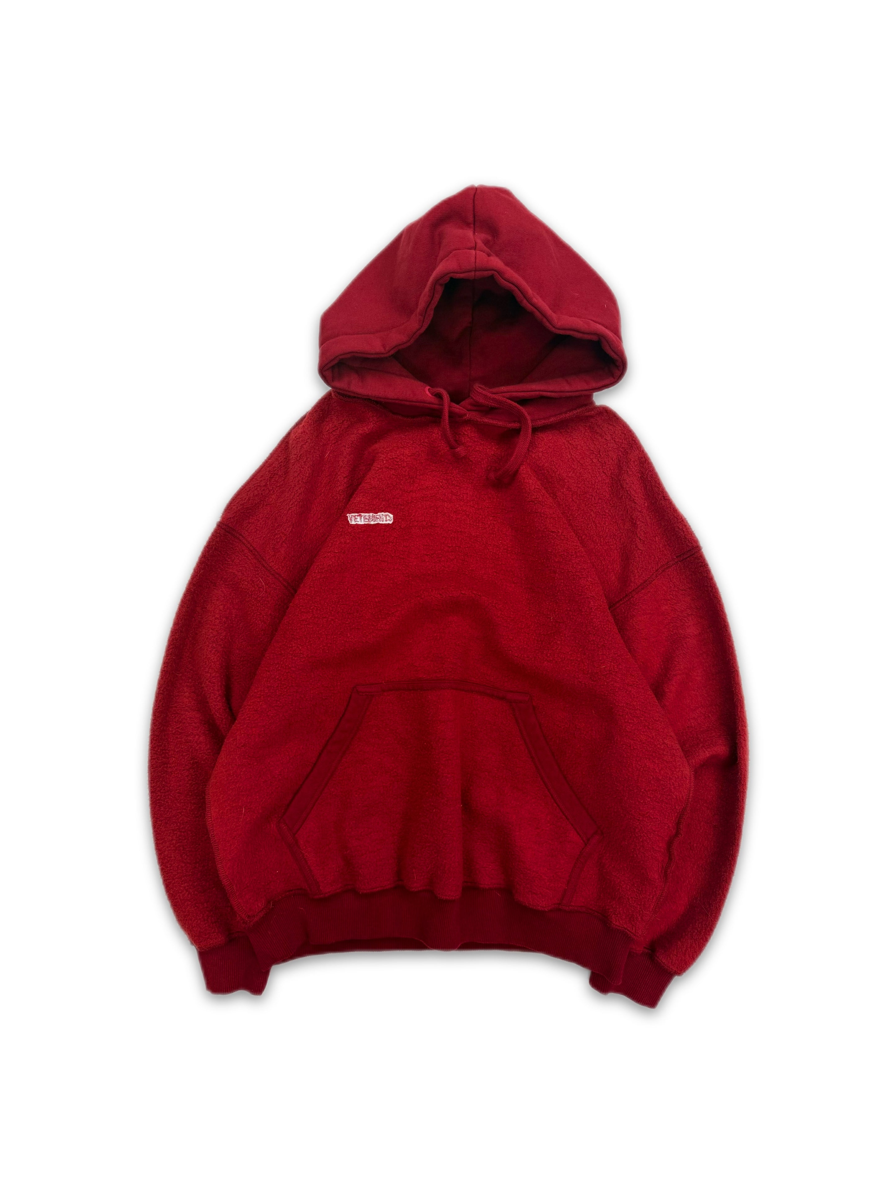 AW18 Vetements Inside Out Fleece Patch Logo Hoodie