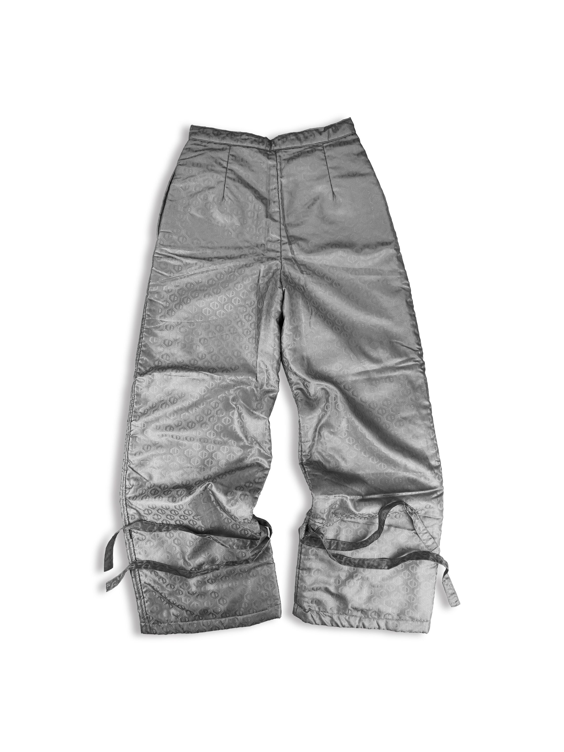 90s Dior ‘CD’ Monogram Metallic Wide Cut Snow Pants