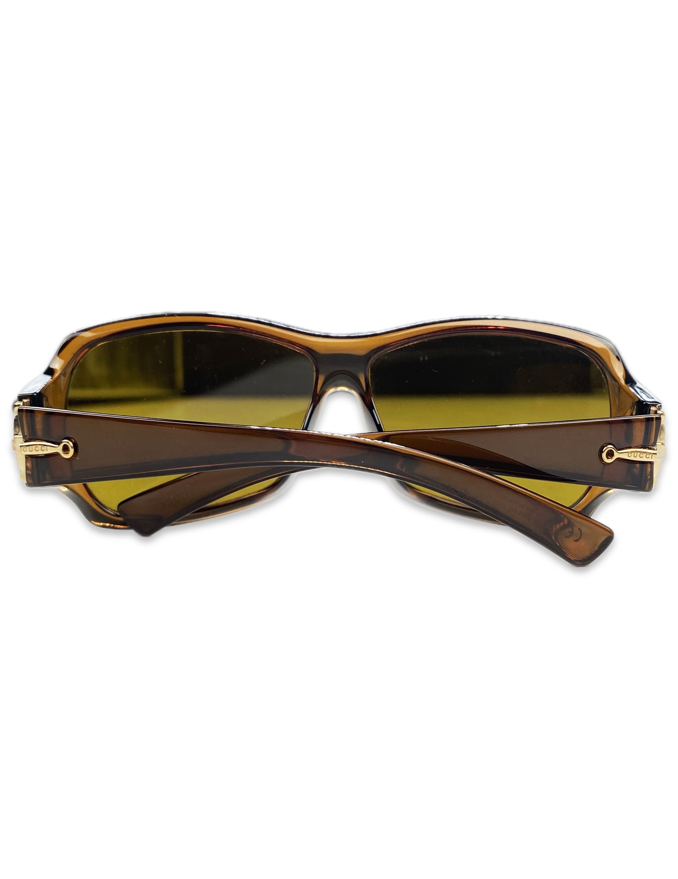 Gucci Horsebit Etched Logo Rounded Warm Tint Sunglasses