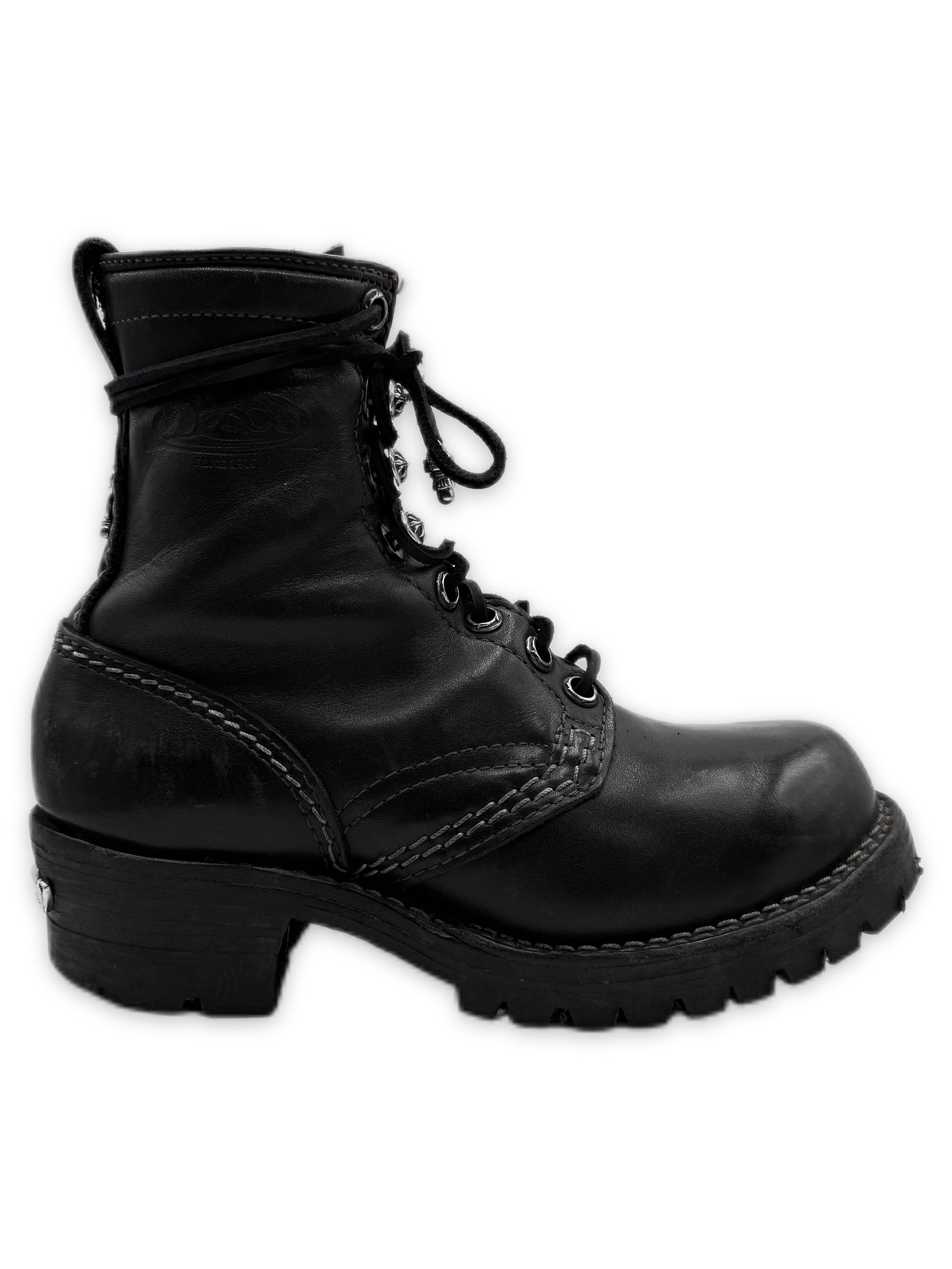 Chrome Hearts x Wesco Jobmaster Dagger Heel .925 Silver Black Leather Boots
