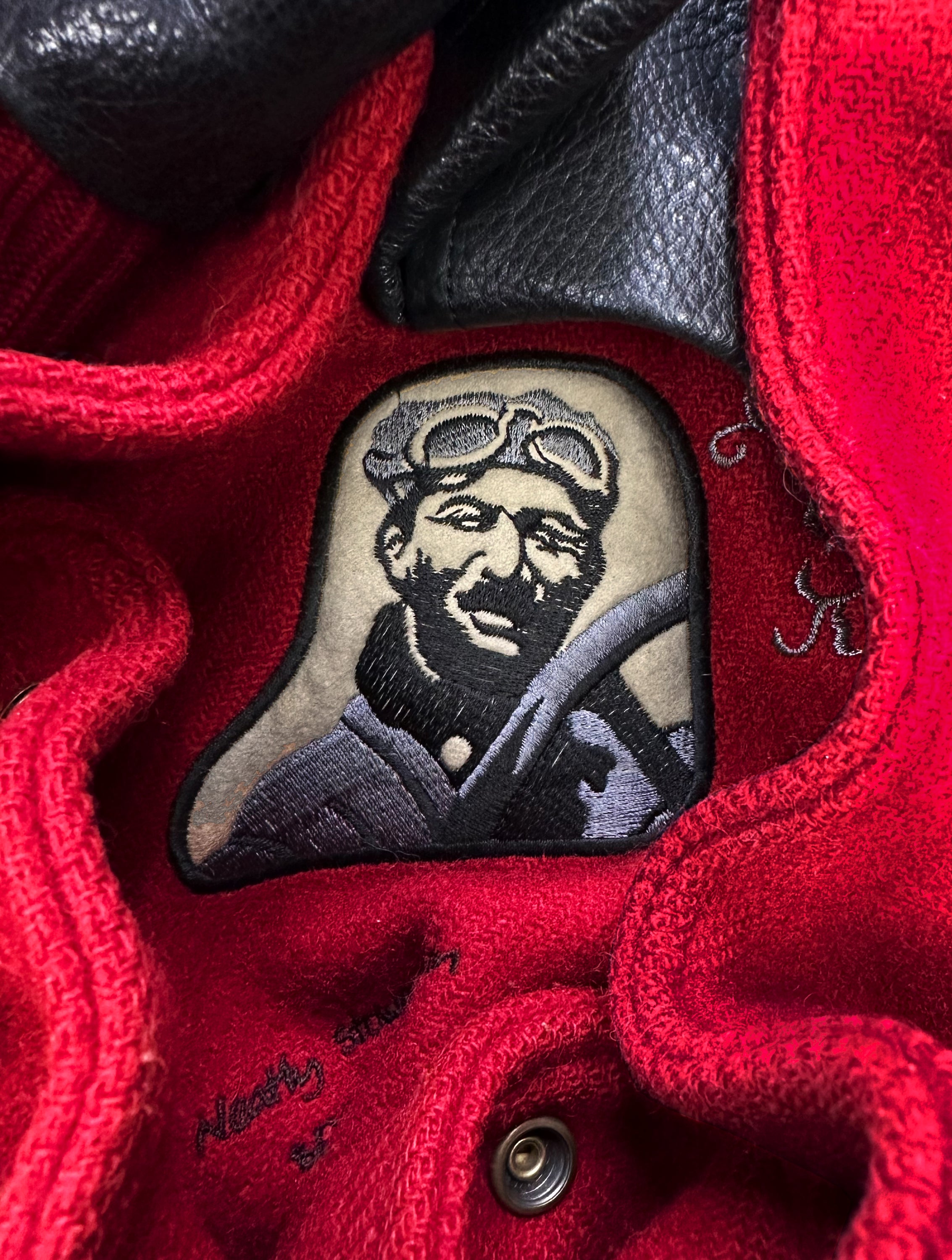90s Kansai Yamamoto ‘SS100’ Leather Embroidered Varsity Jacket