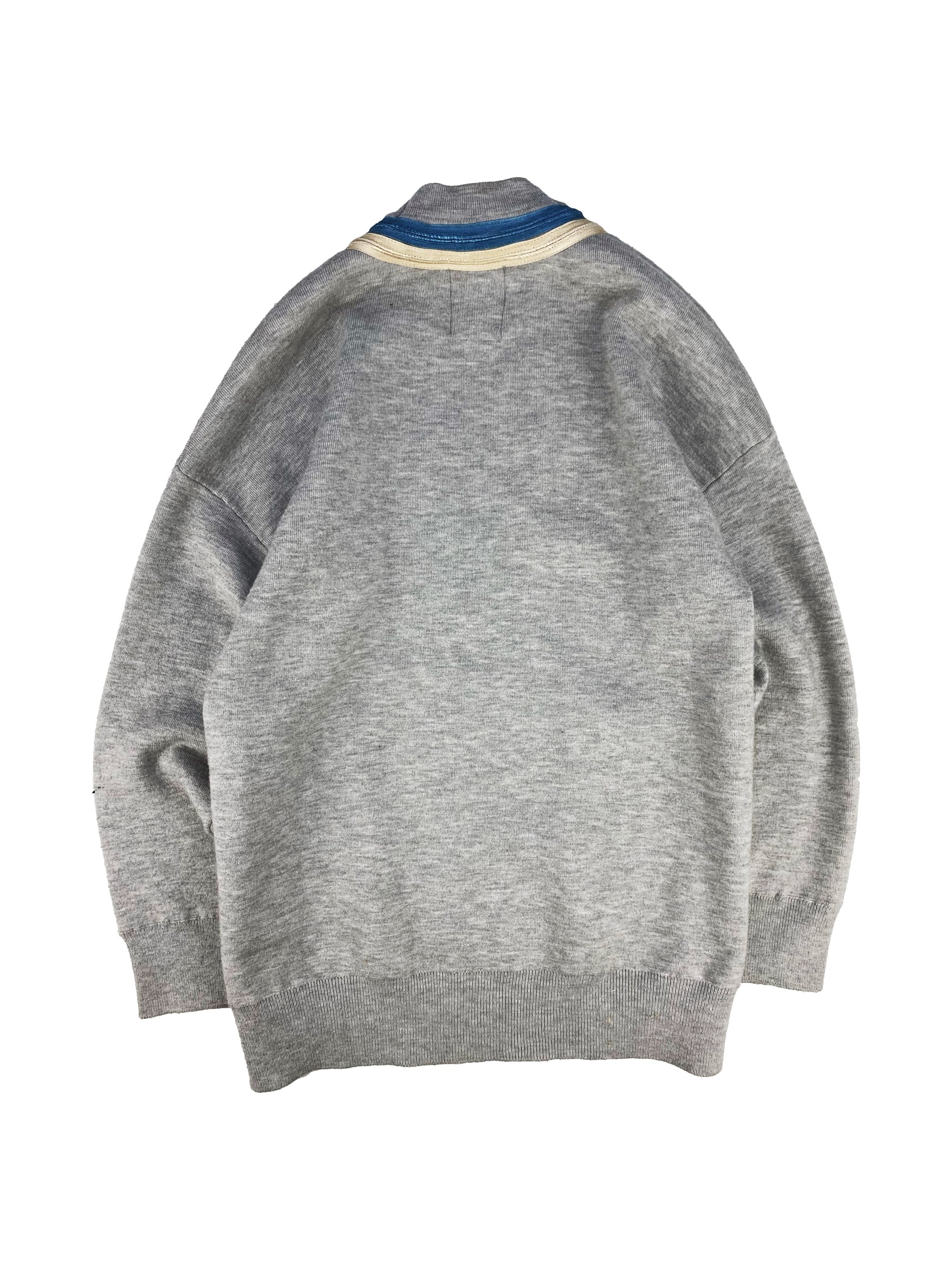 Sandro Paris Heather Grey Metallic Striped Cardigan