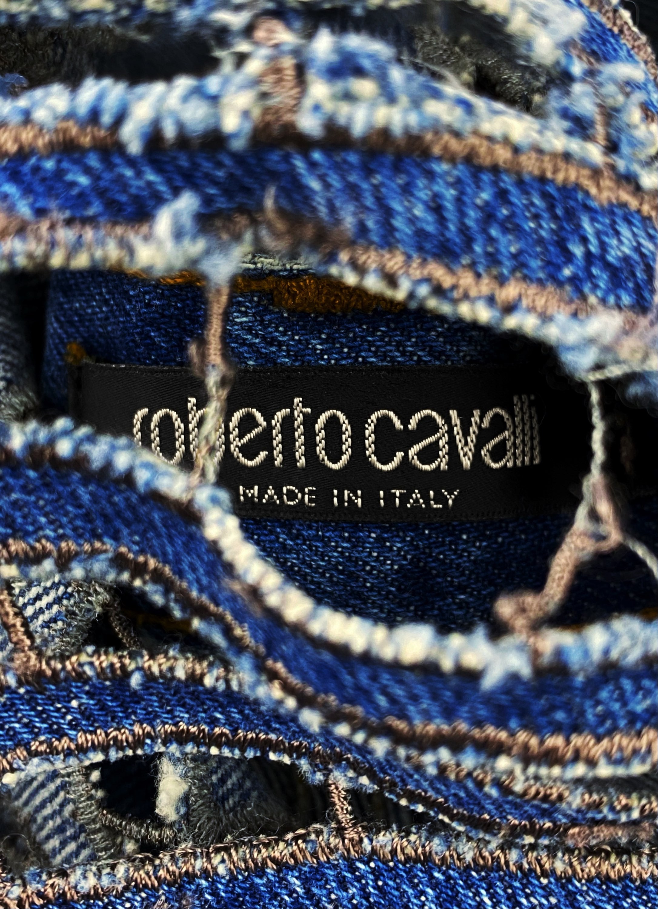 SS01 Roberto Cavalli ‘Laser Cut’ Embroidered Tribal Denim