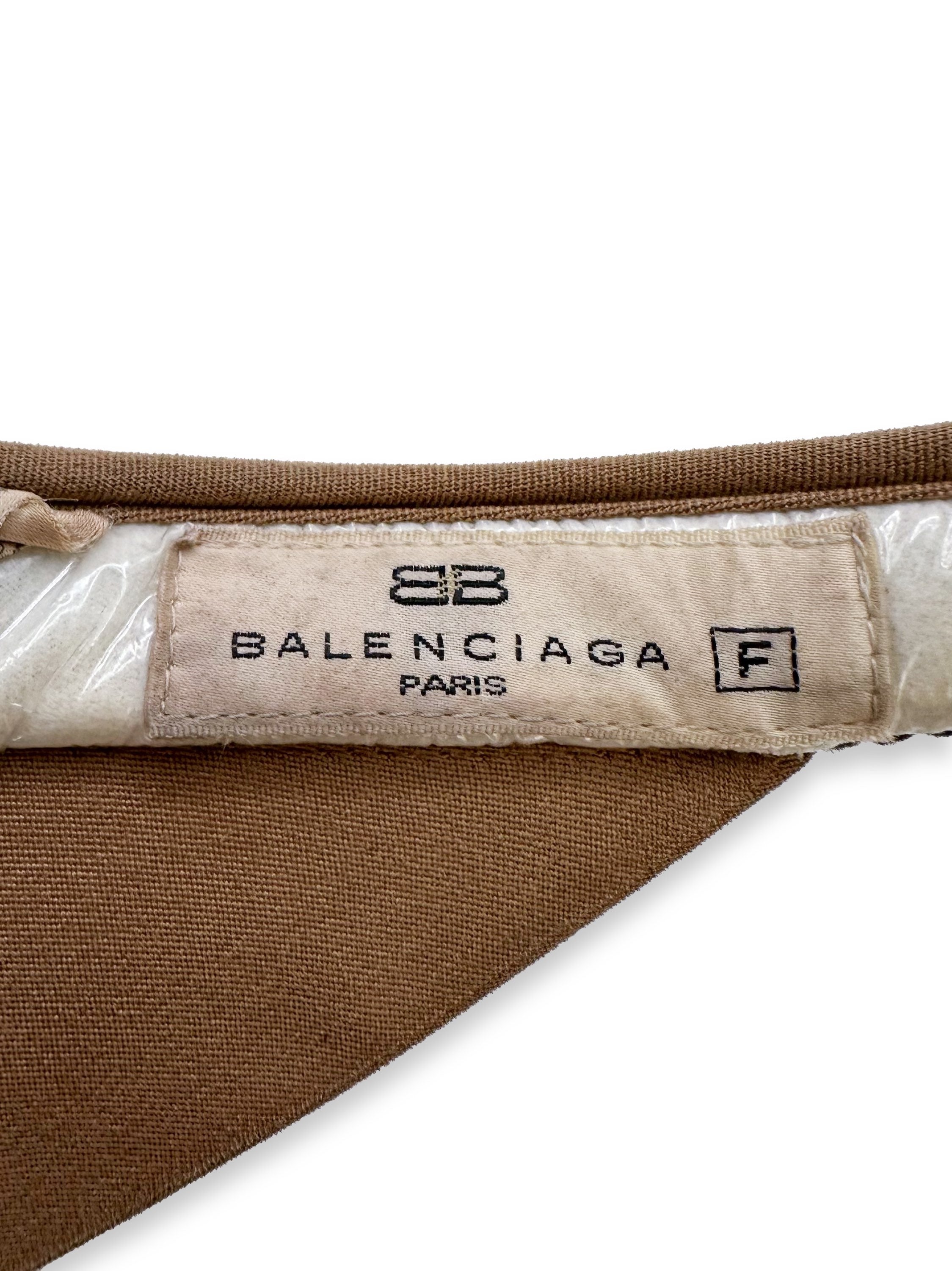 90s Balenciaga Embroidered Tan Logo Visor Hat