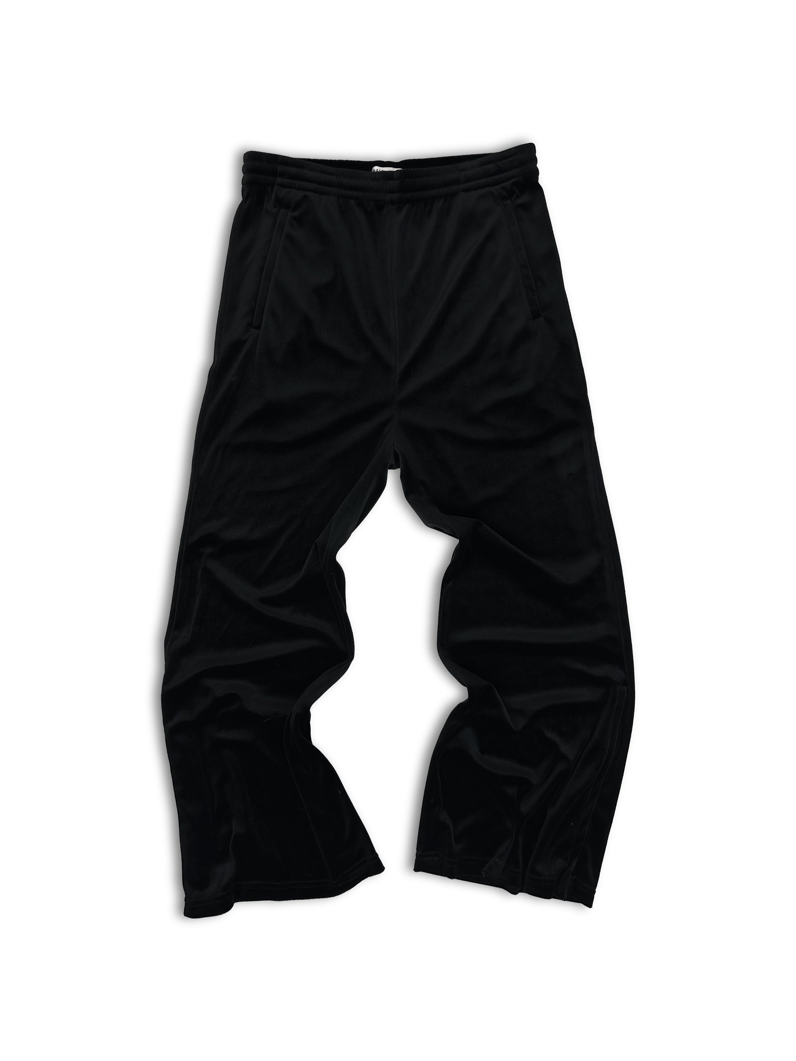 AW22 Balenciaga Velour Flared Black Light Weight Pants