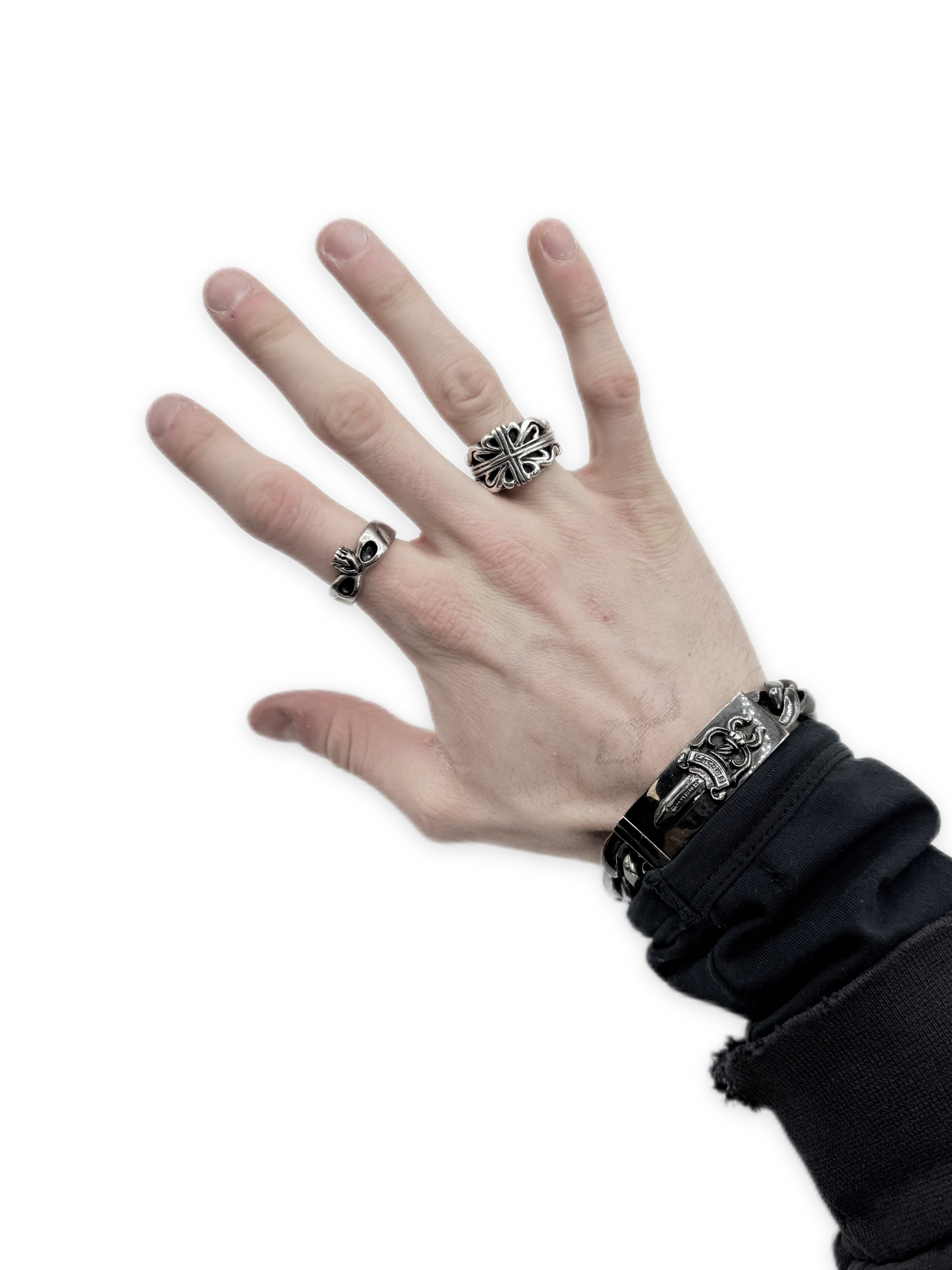 Chrome Hearts Black Rhodium Dagger ID Cuban Link 8.5 inch Bracelet