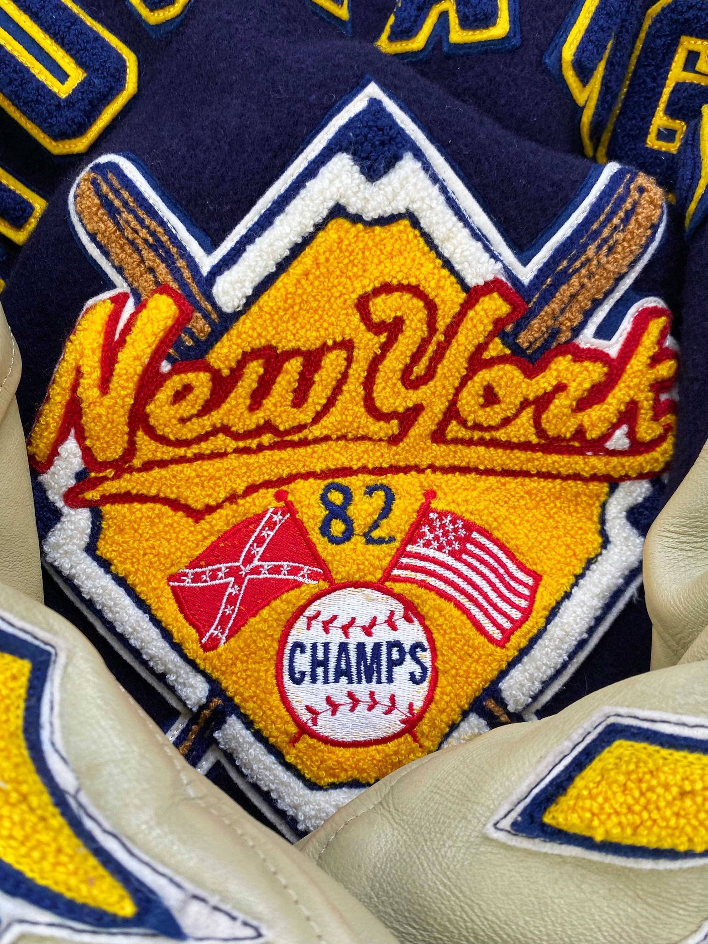 00s Whitesville ‘New York Mustangs’ 32 Ounce Leather Varsity Jacket