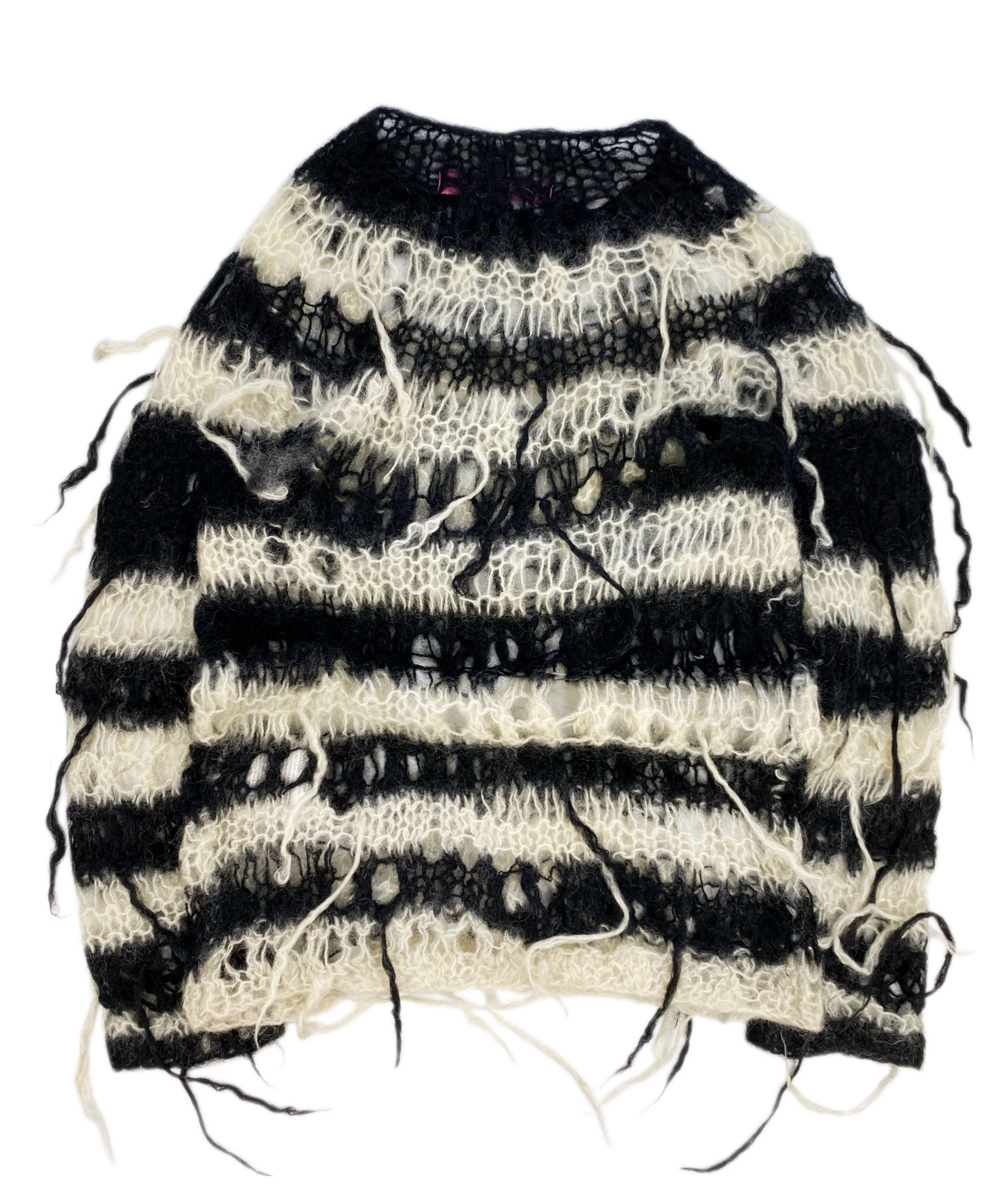 AW04 Junya Watanabe Mohair Loose Gauge Striped Fringe Knit Sweater
