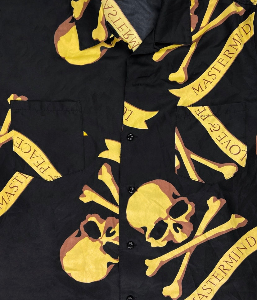 Mastermind Skull Motif Full Print Camp Collar Button Up