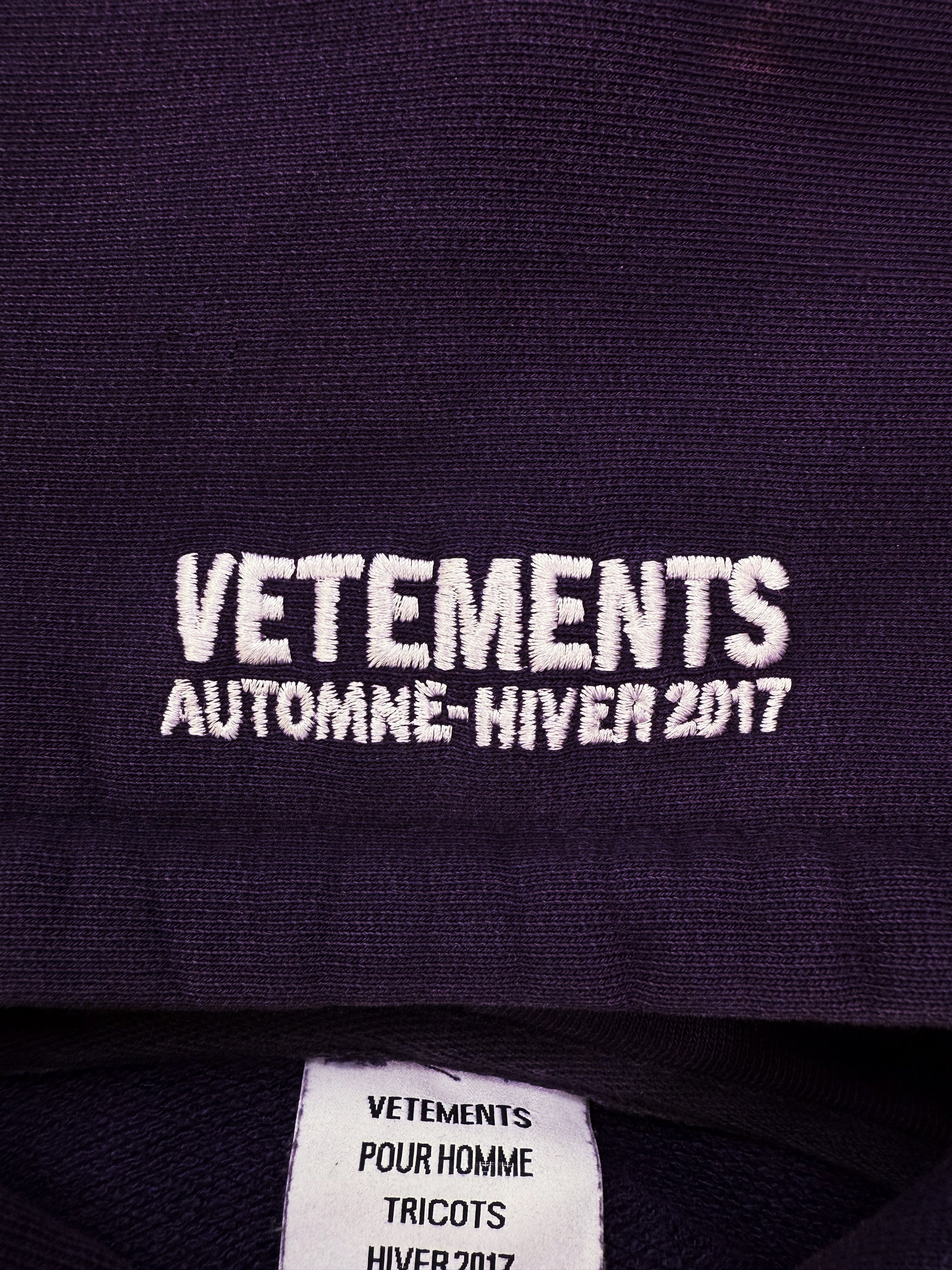 AW16 Vetements Homme ‘Sexual Fantasies’ Purple Slogan Hoodie