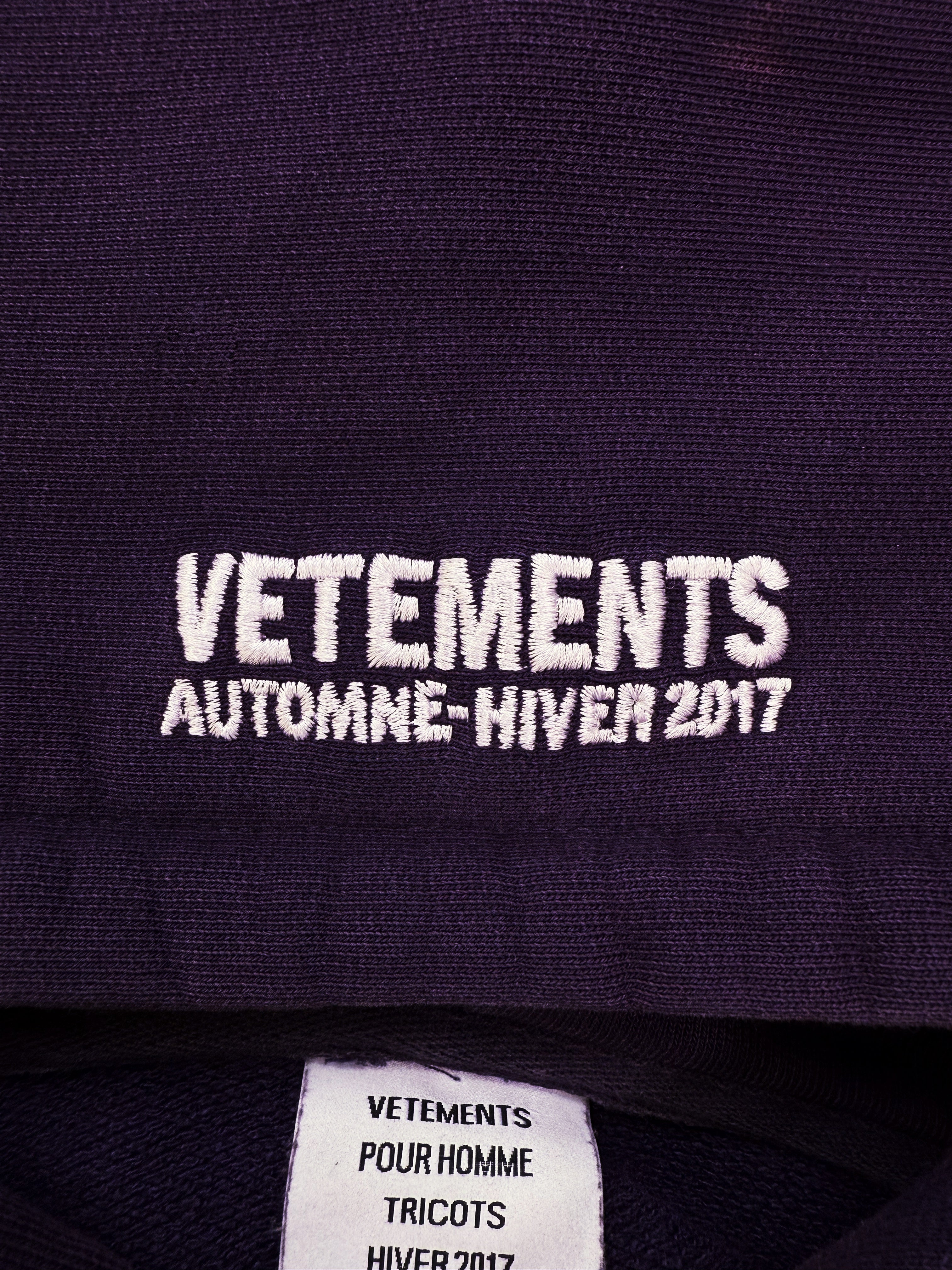 AW16 Vetements Homme ‘Sexual Fantasies’ Purple Slogan Hoodie