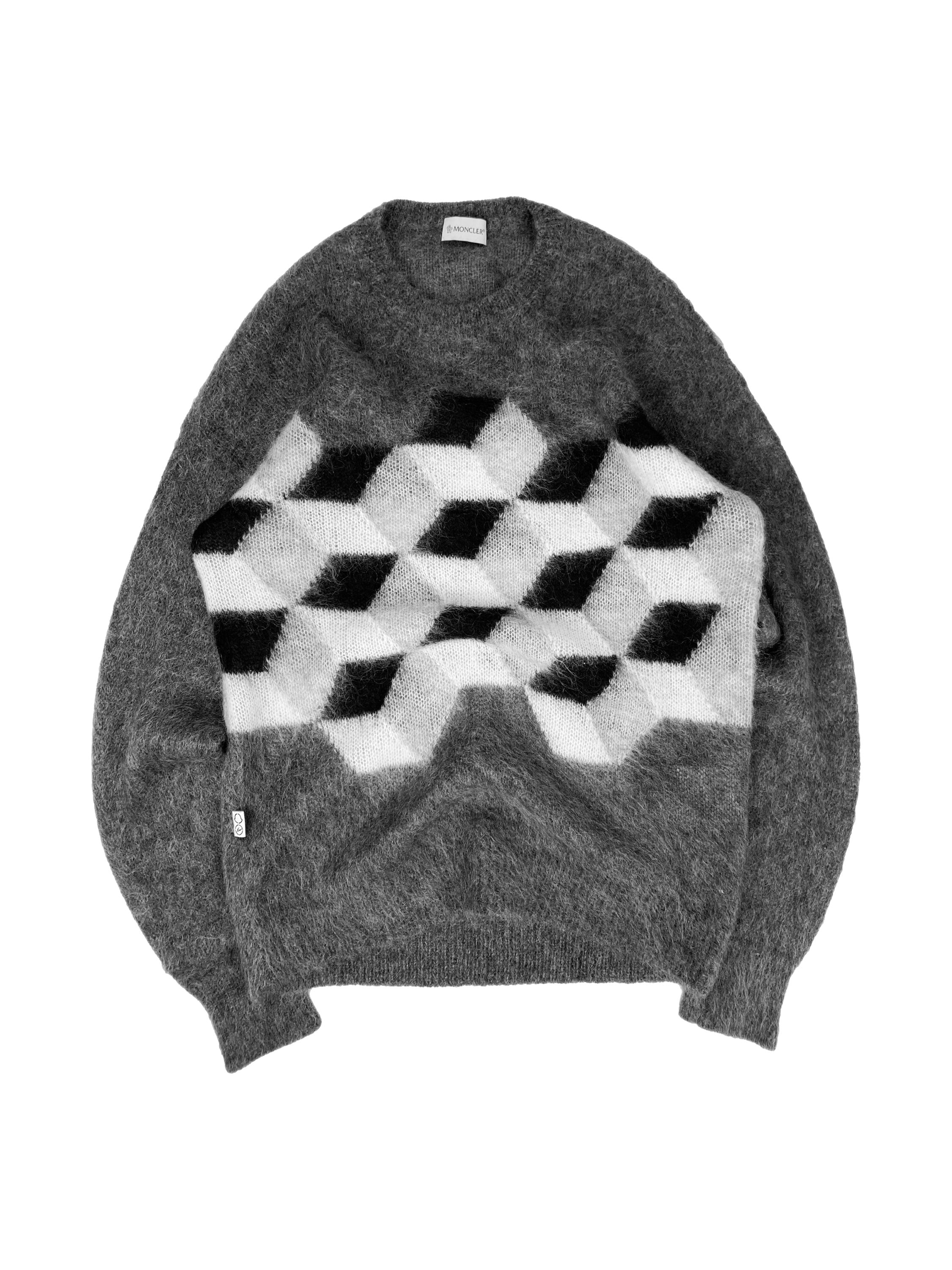 Moncler x Fragment Geometric Two Tone Mohair Knitted Sweater