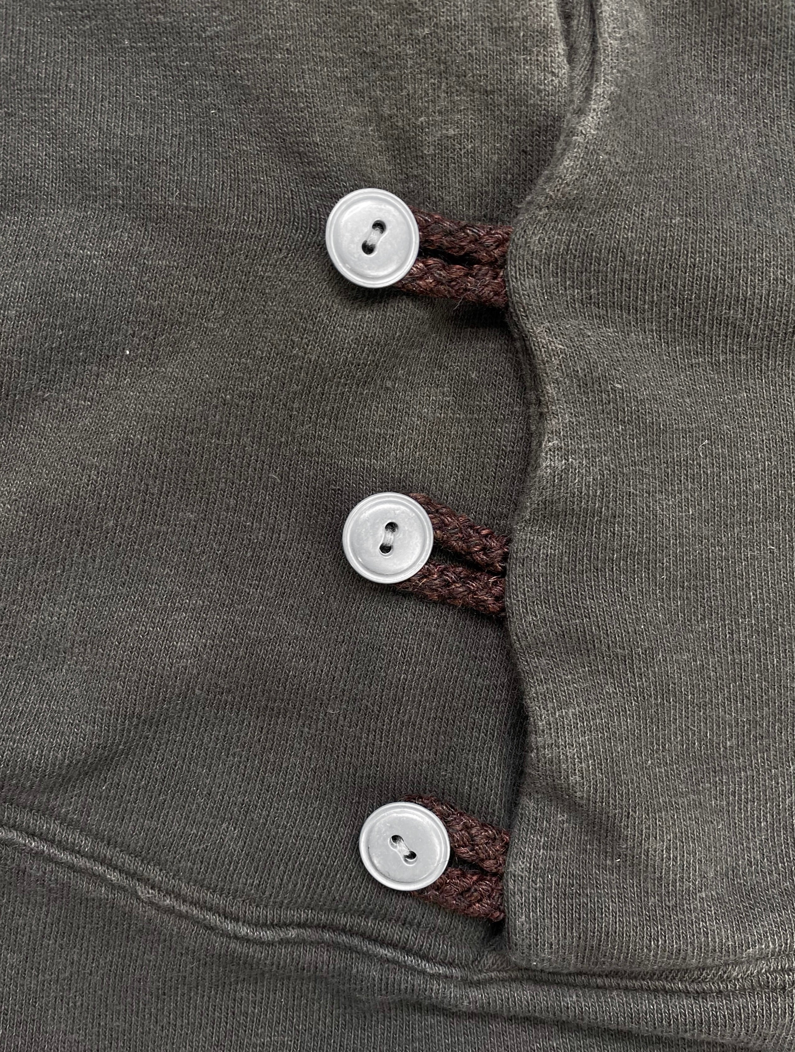 Kapital “SURF” Button Clasp Slate Grey Raglan Hoodie