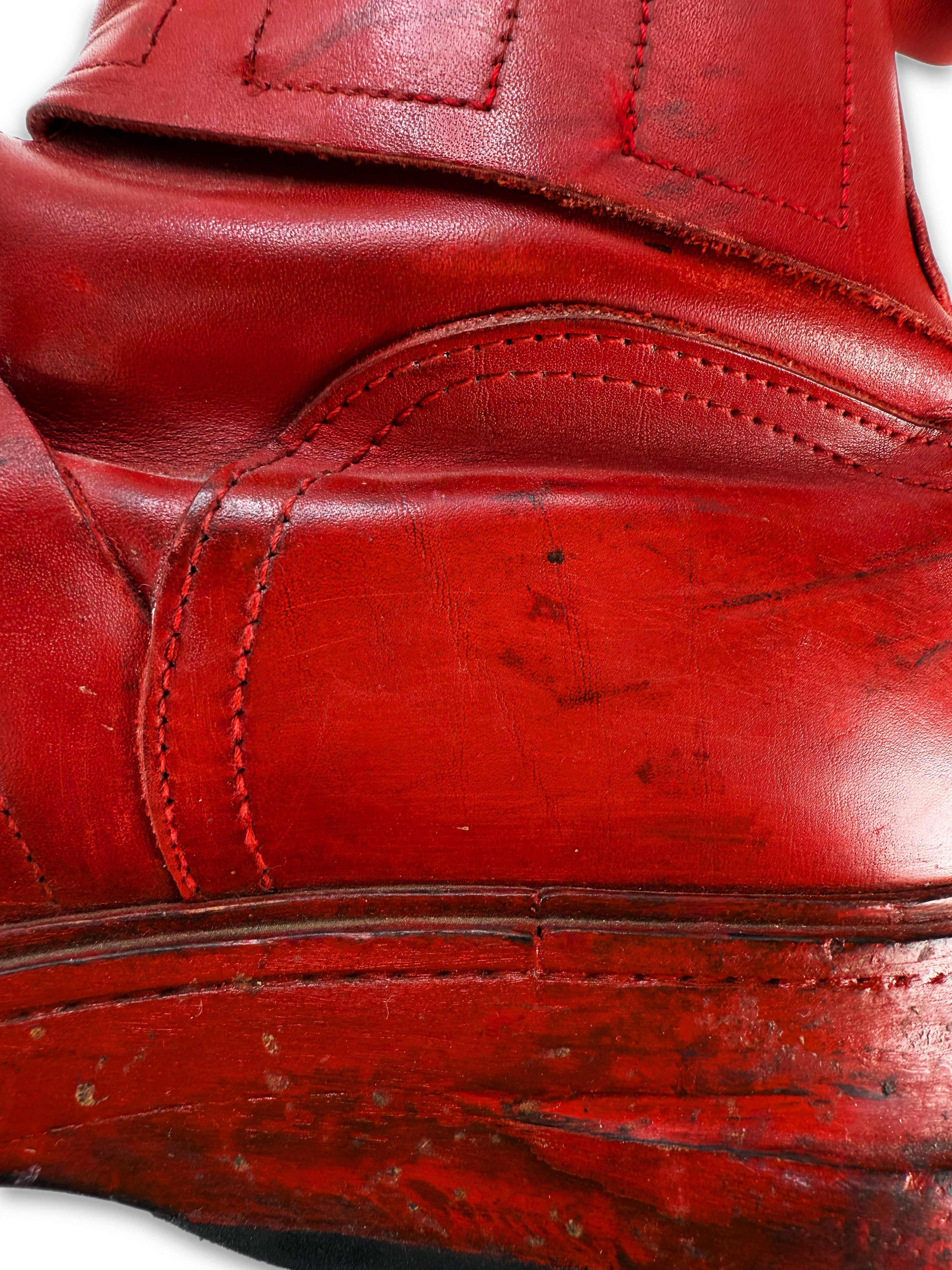 AW96 Dirk Bikkemerbergs Red Velcro Hi-top Leather Boots