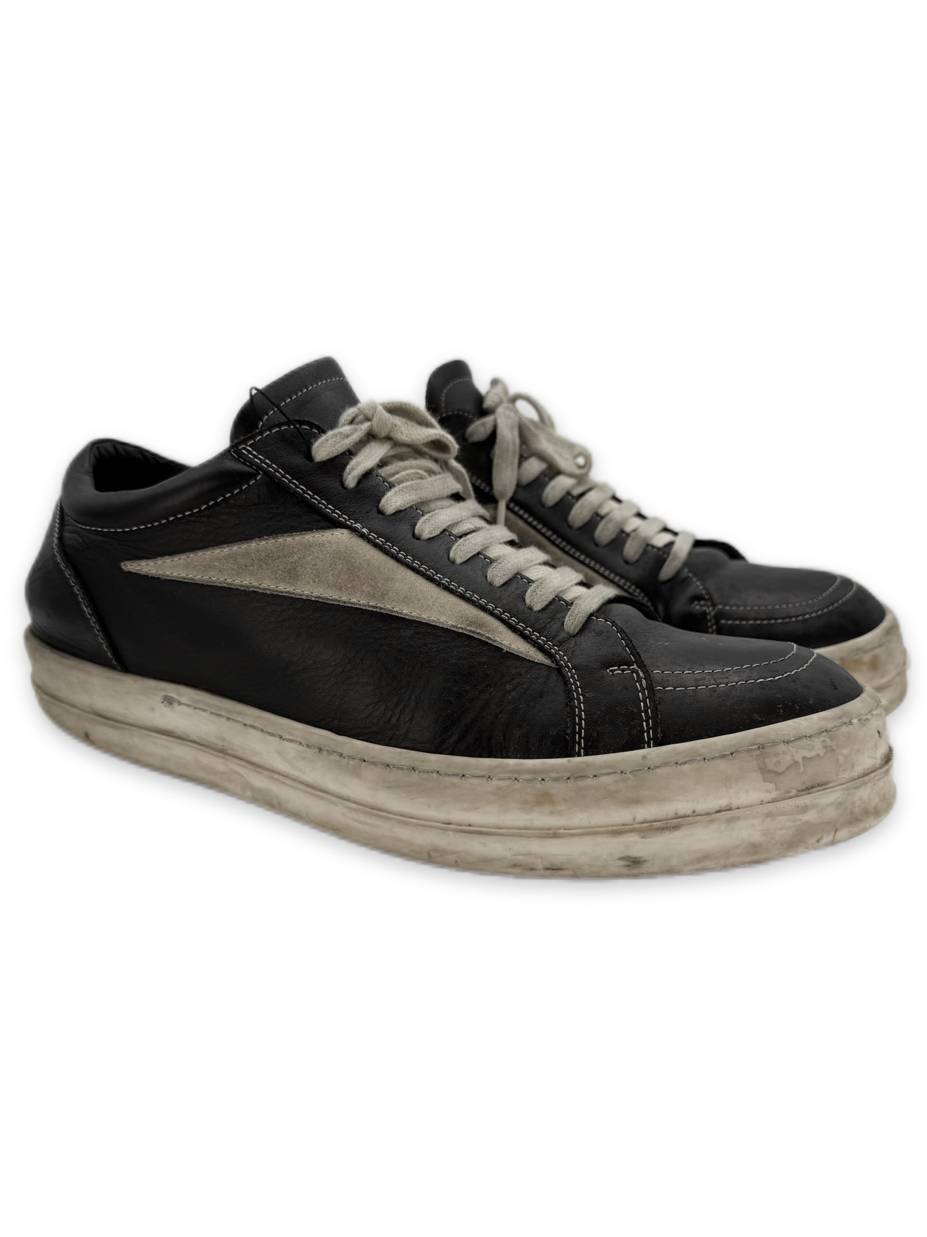 Rick Owens Black Leather Low-top ‘Vans’ Sneakers