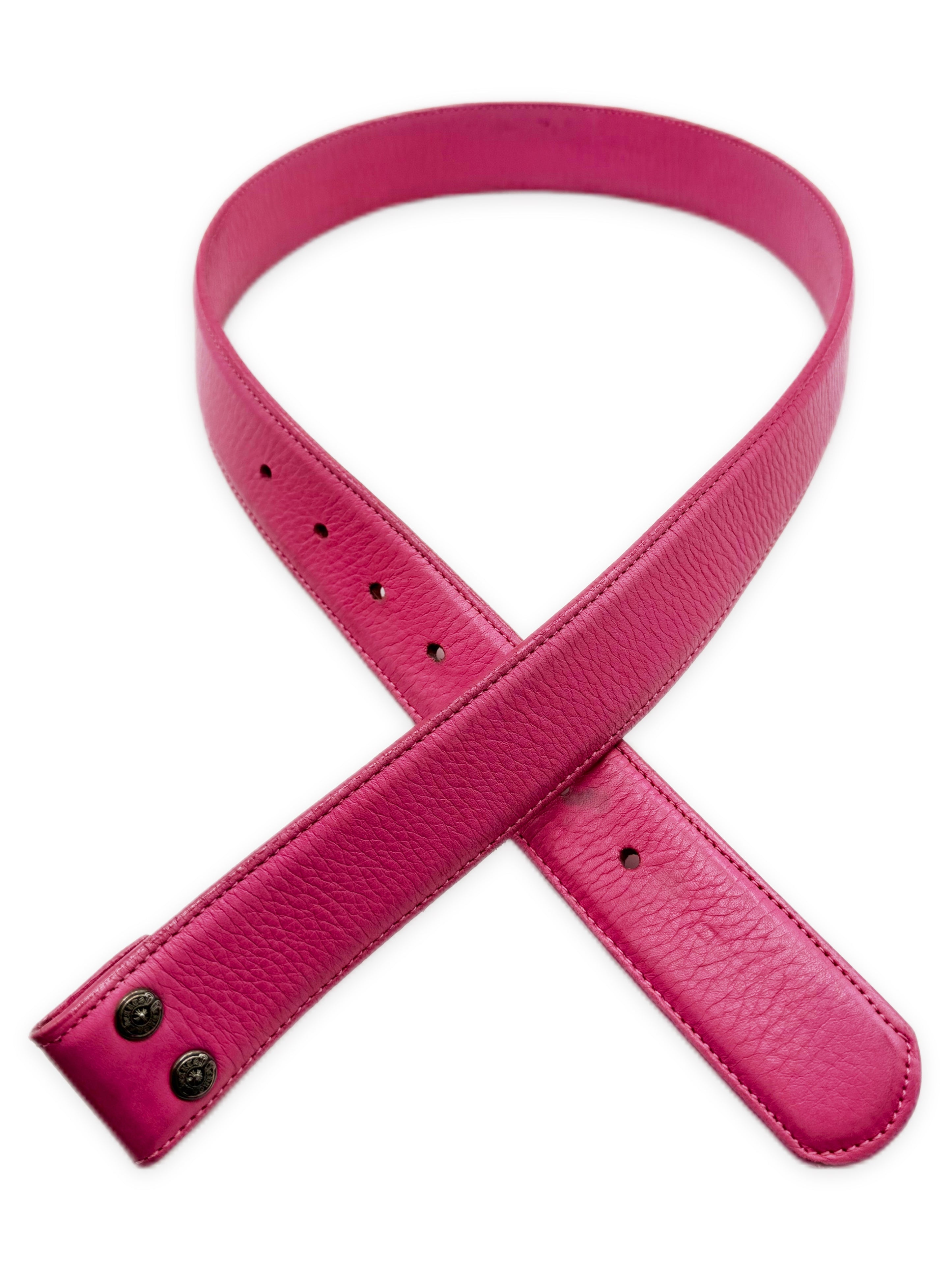Chrome Hearts Pink Leather .925 Silver Belt Strap