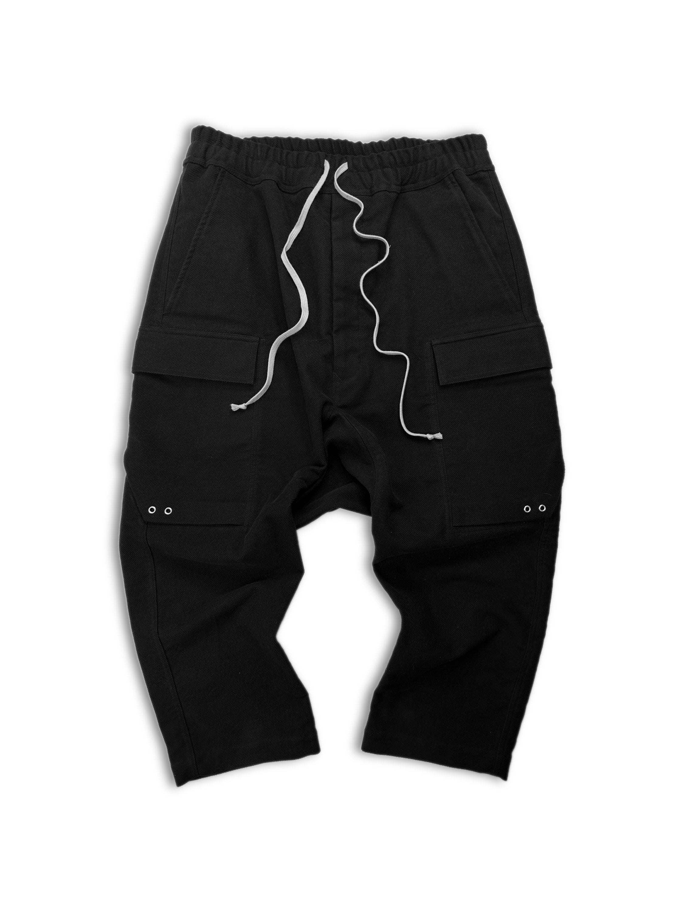 AW23 Rick Owens ‘Luxor’ Black Cropped Cargo Pocket Pants