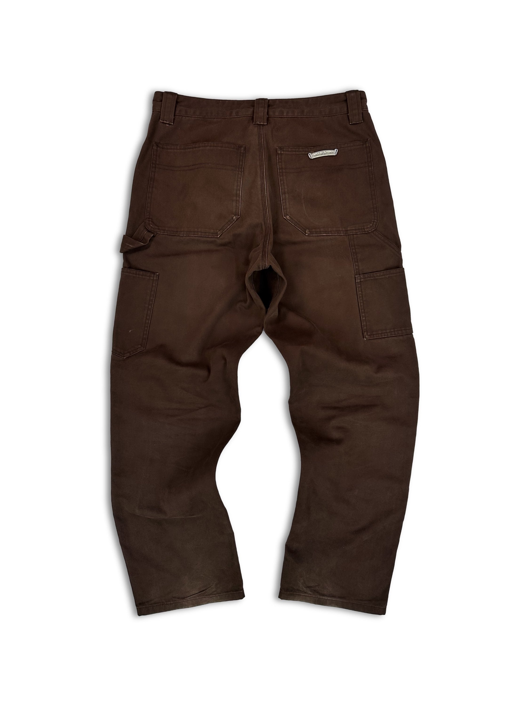 Chrome Hearts Brown ‘Carpenter’ Double Knee Brown .925 Silver Jeans
