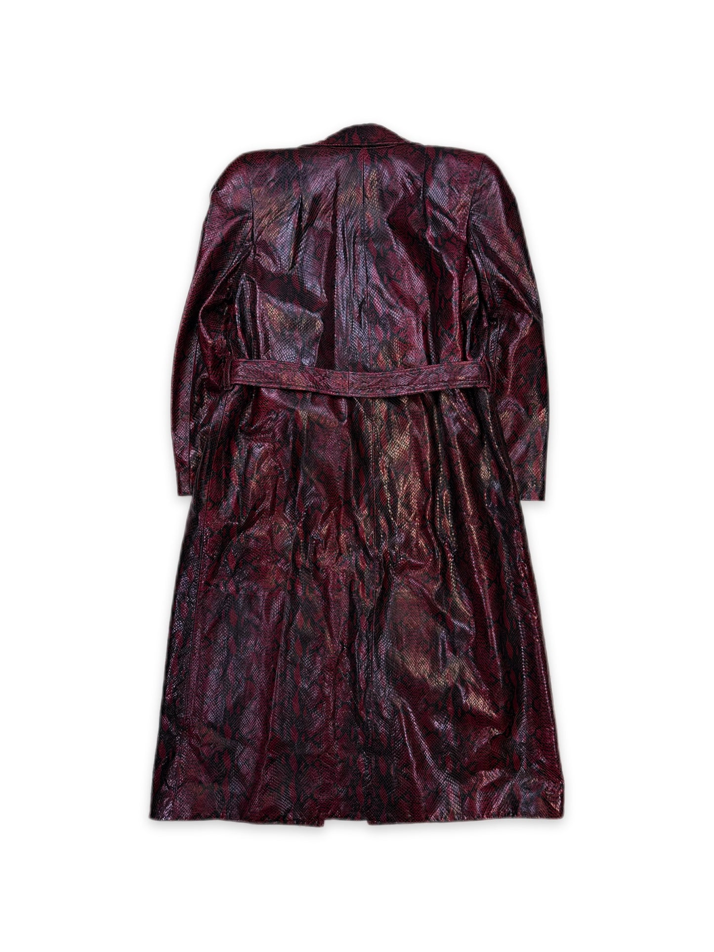 AW23 Balenciaga Snake Effect Belted Shoulder Pad Trench Coat