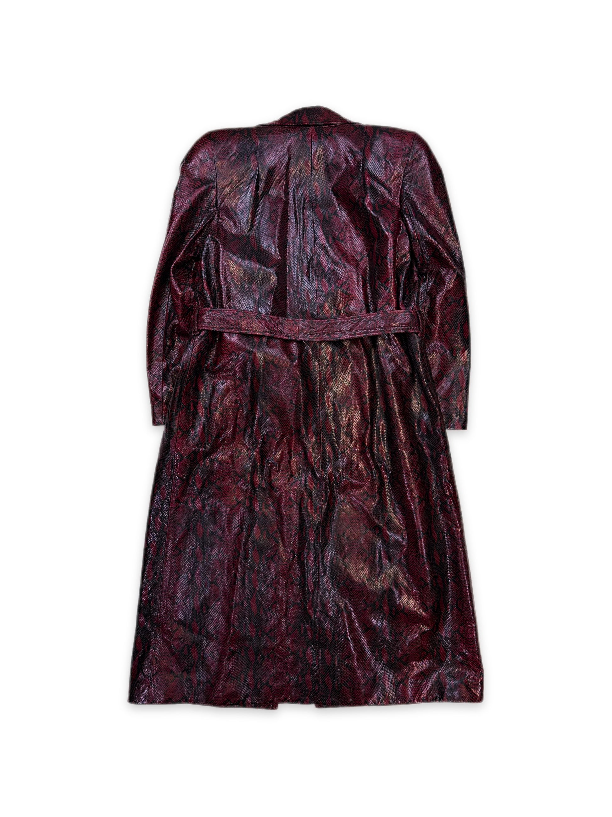 AW23 Balenciaga Snake Effect Belted Shoulder Pad Trench Coat