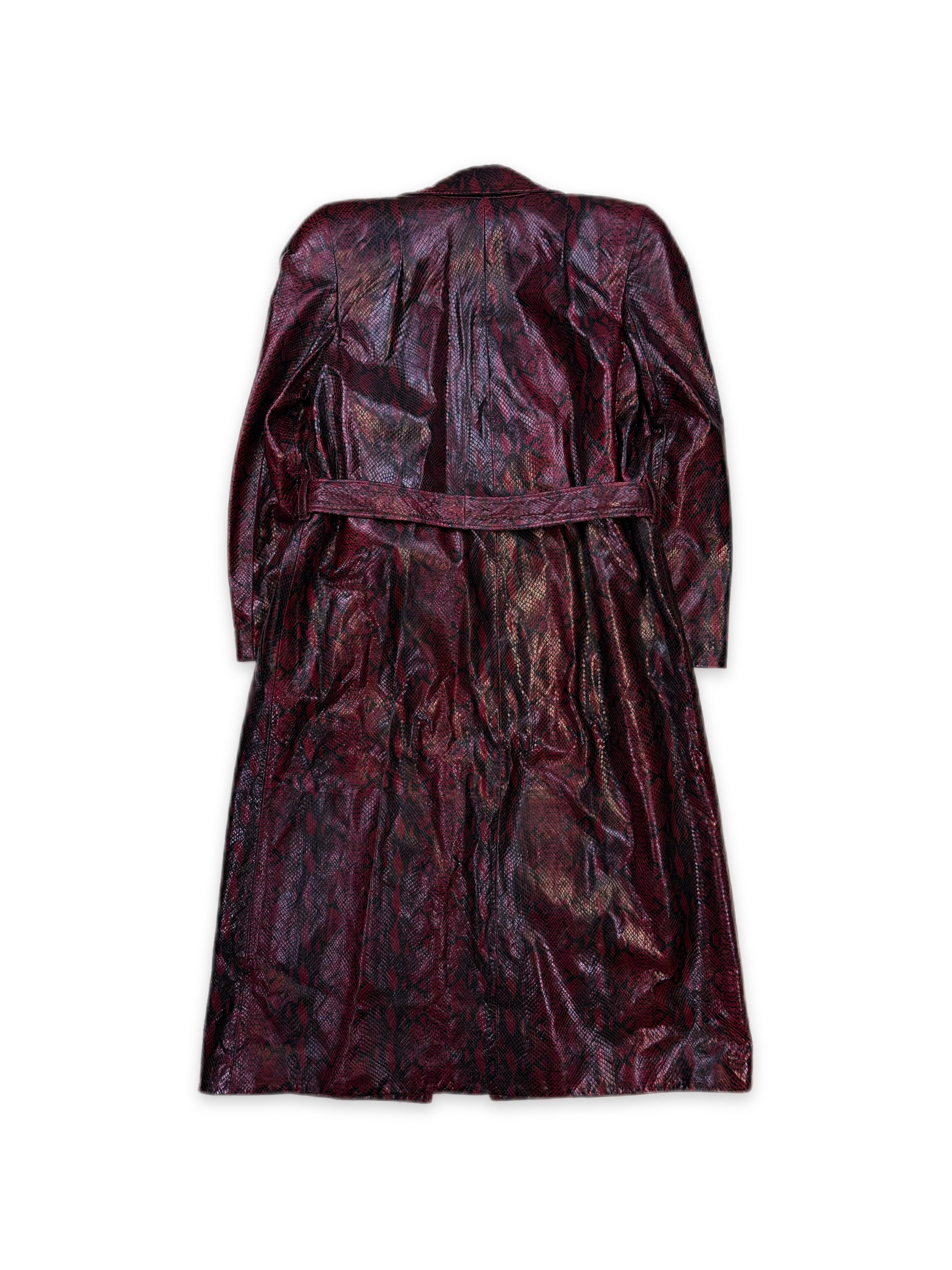 AW23 Balenciaga Snake Effect Belted Shoulder Pad Trench Coat