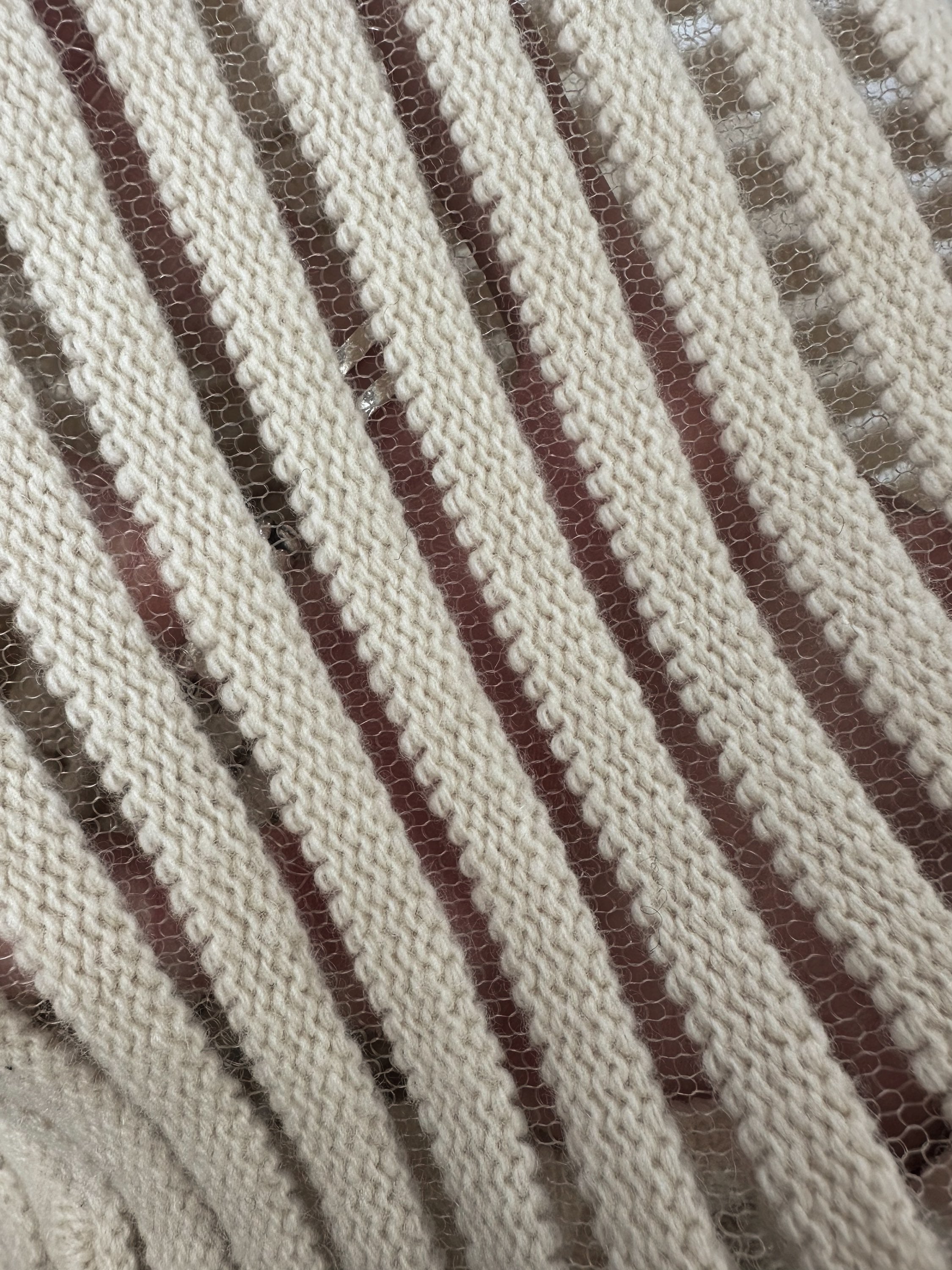 AW98 Helmut Lang Mesh Ribbed Beige Knitted Sweater