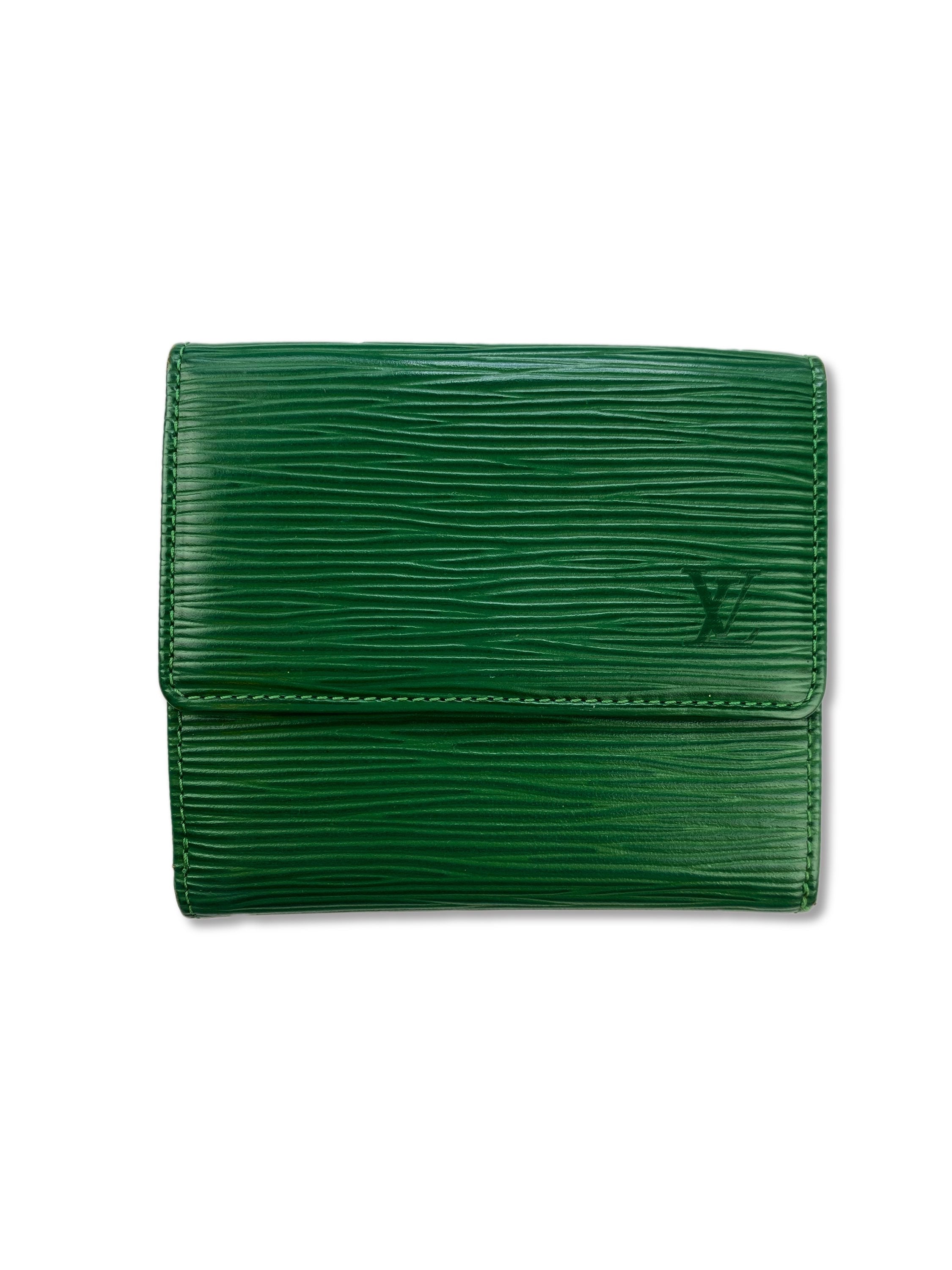 Louis Vuitton Pine Green Epi LV Embossed Logo Trifold Wall