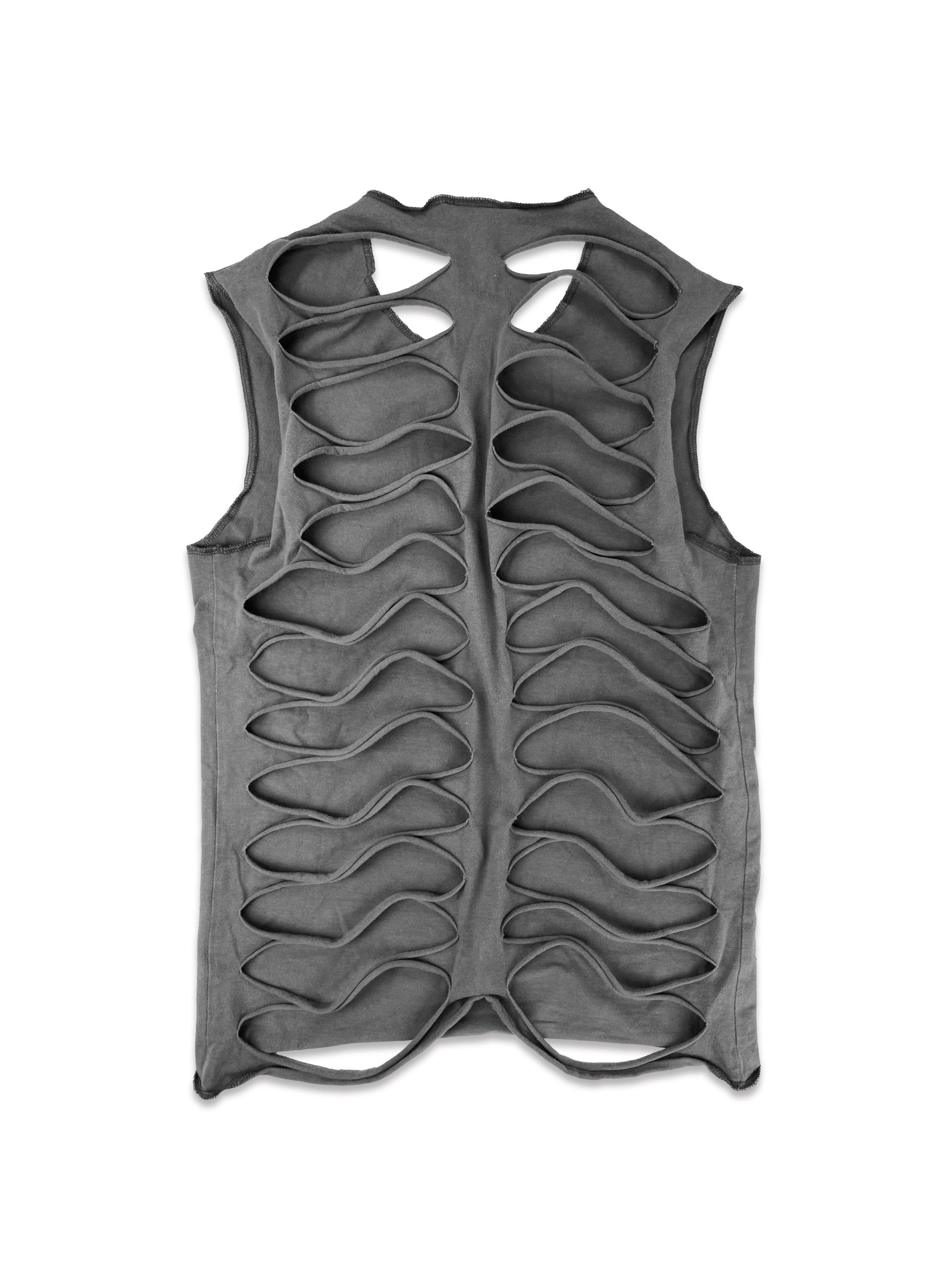 SS98 Raf Simons ‘Black Palms’ Slash Cut Out Sleeveless Tank-top