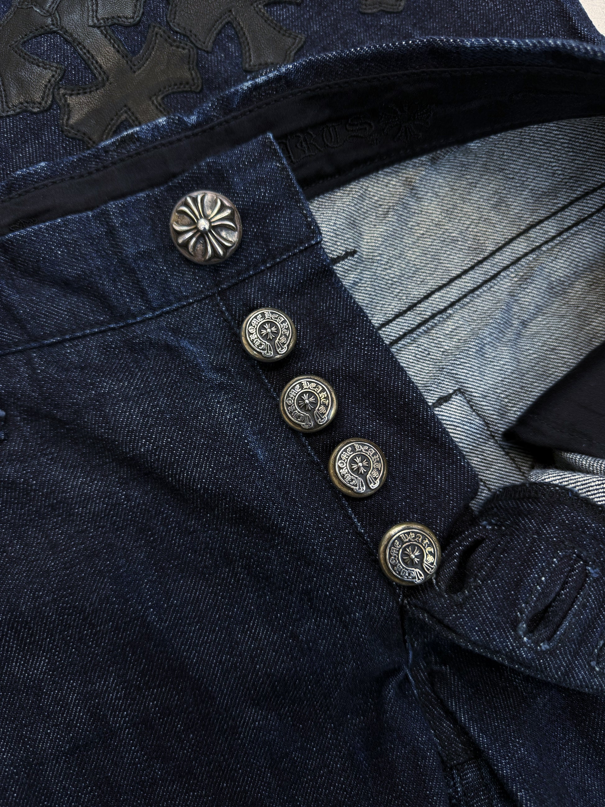 Chrome Hearts RICHARD STARK PERSONAL Flared 19 Cross Patch Dark Blue Jeans