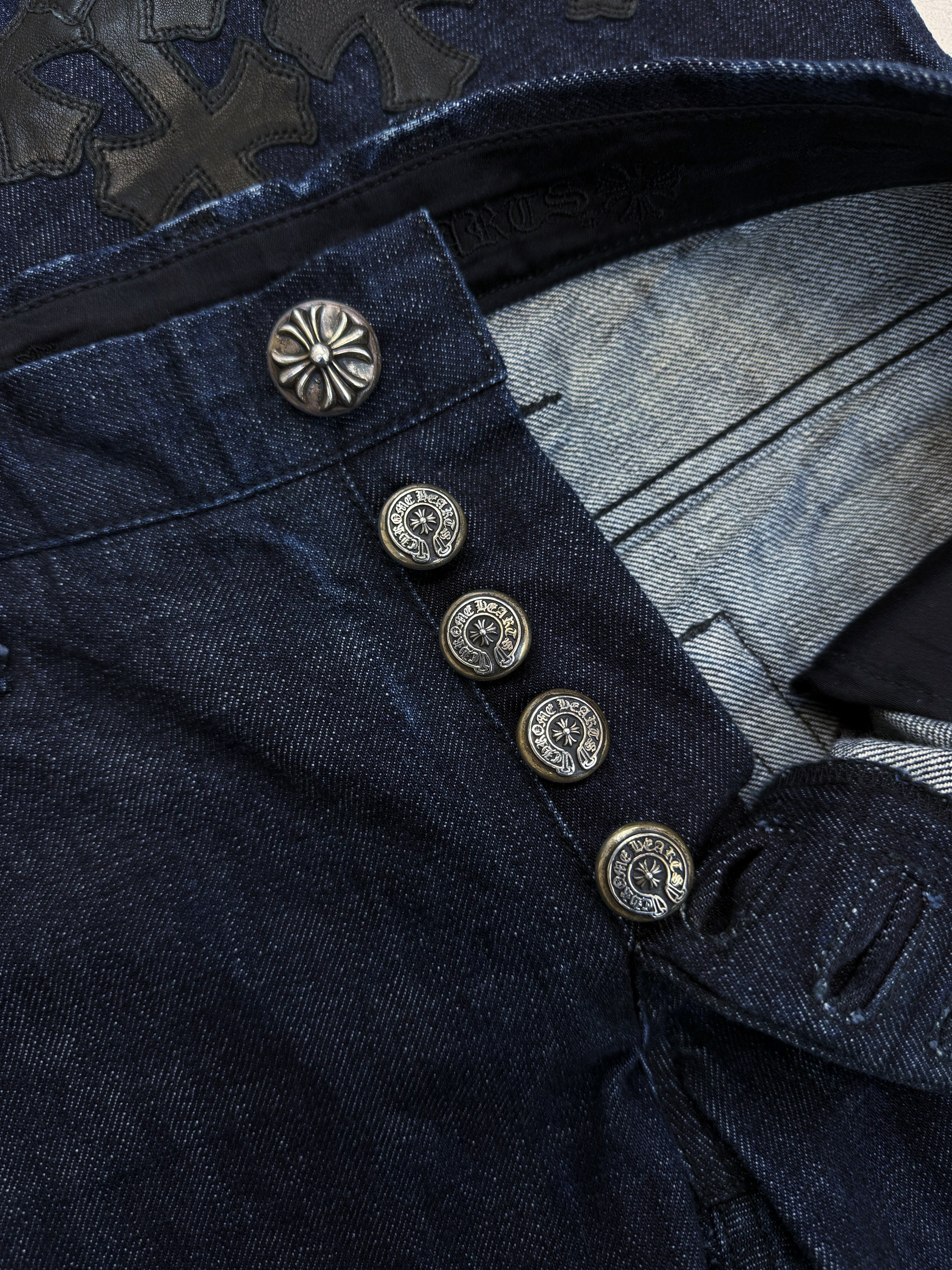 Chrome Hearts RICHARD STARK PERSONAL Flared 19 Cross Patch Dark Blue Jeans