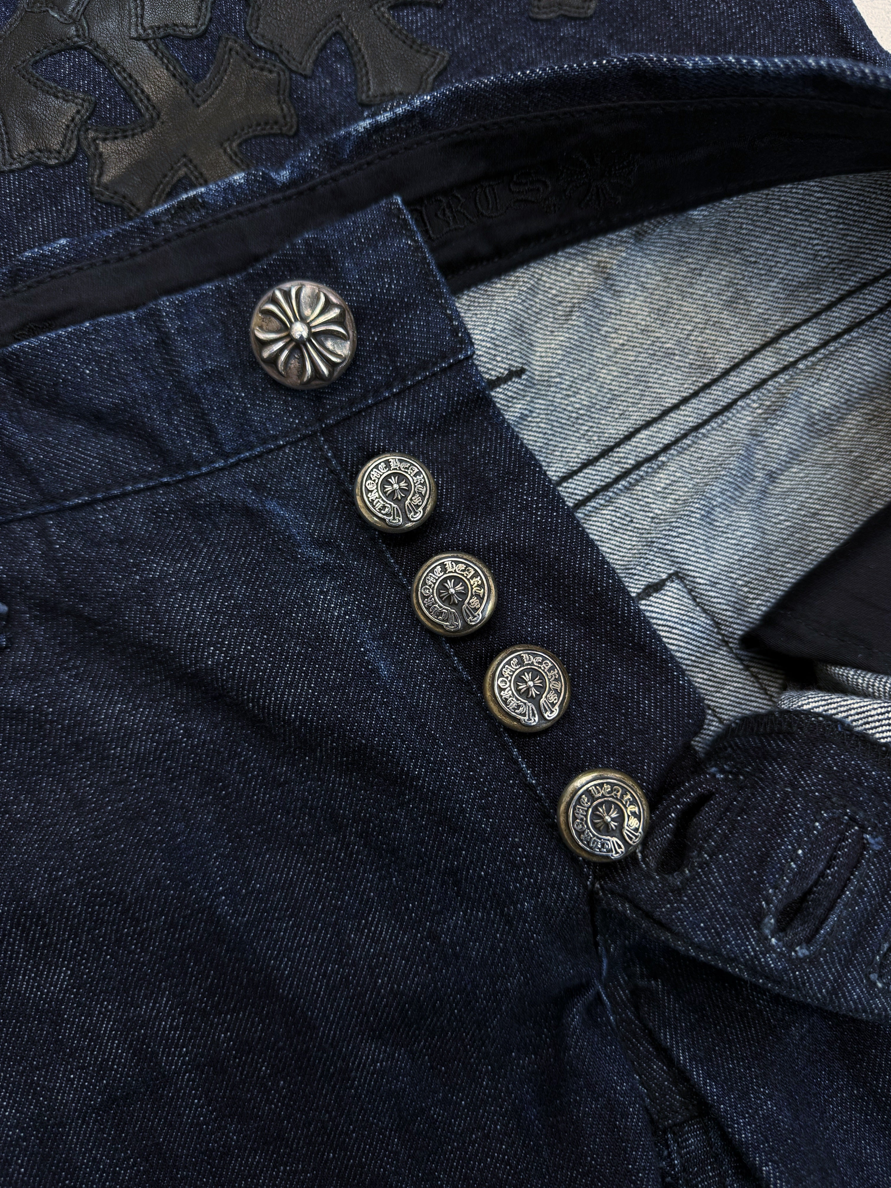 Chrome Hearts RICHARD STARK PERSONAL Flared 19 Cross Patch Dark Blue Jeans