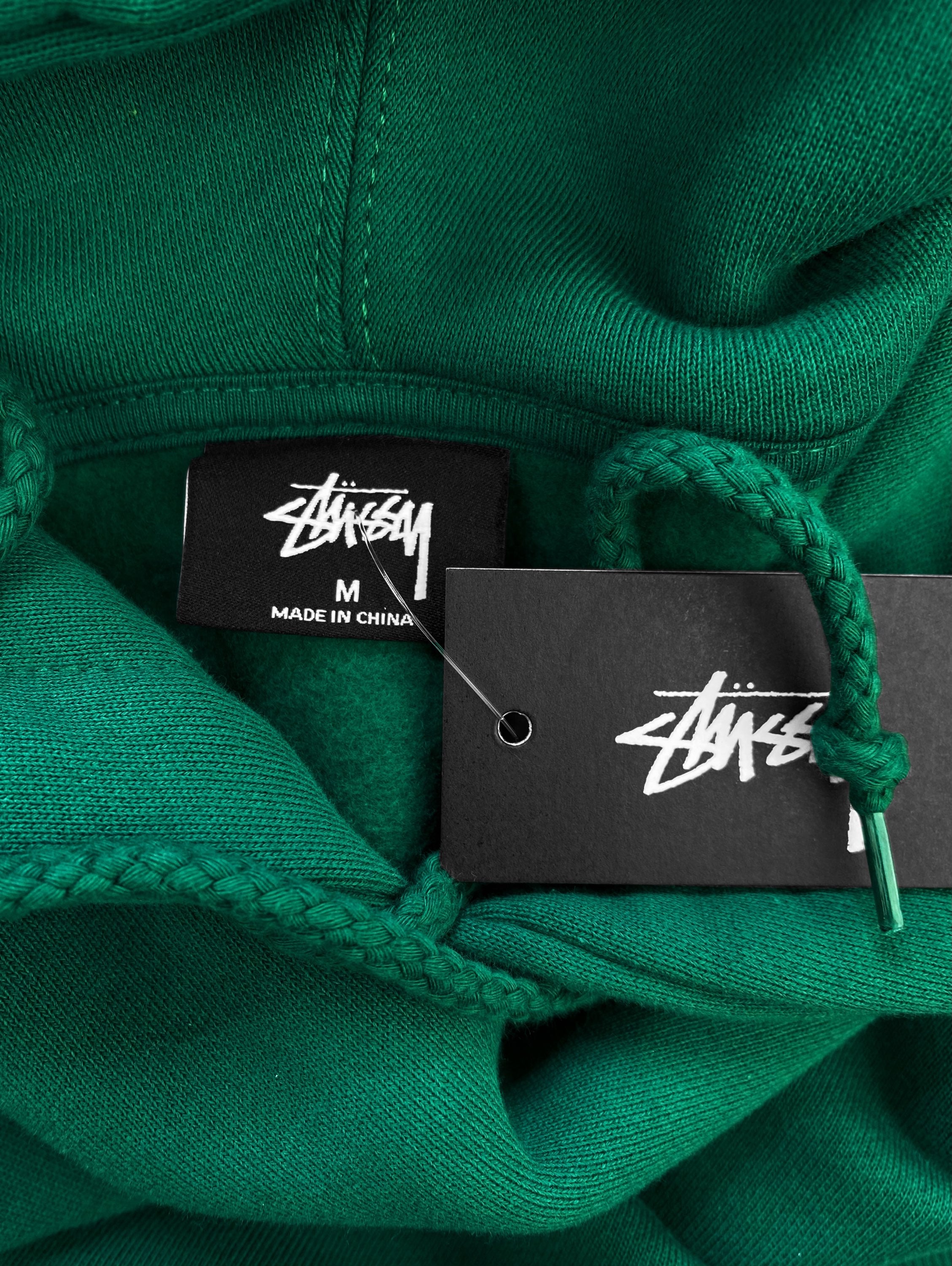 Stüssy “Peace and Love” Forest Green Back Logo Hoodie