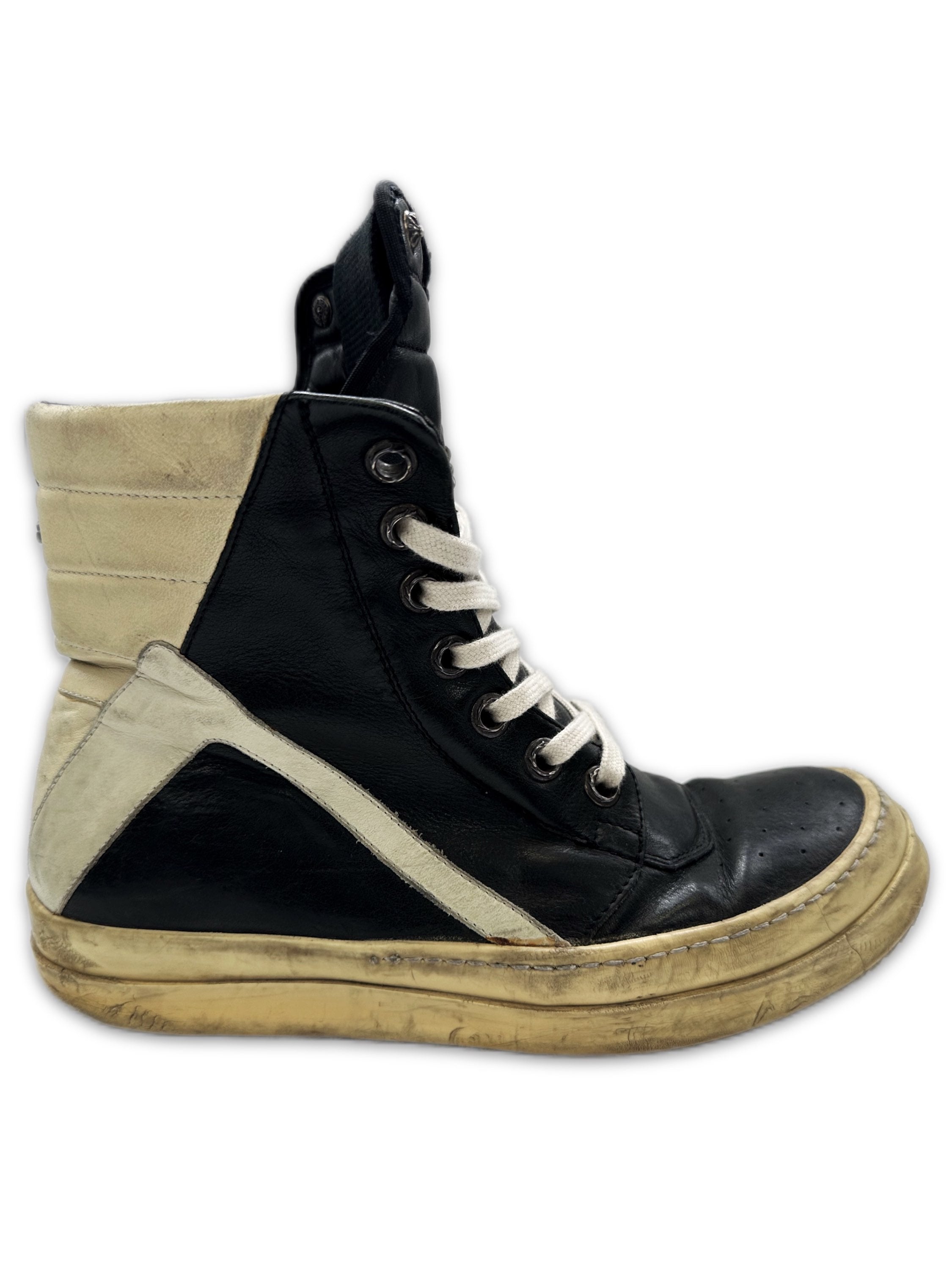 Chrome Hearts x Rick Owens .925 Silver Black Leather Geobasket Sneakers