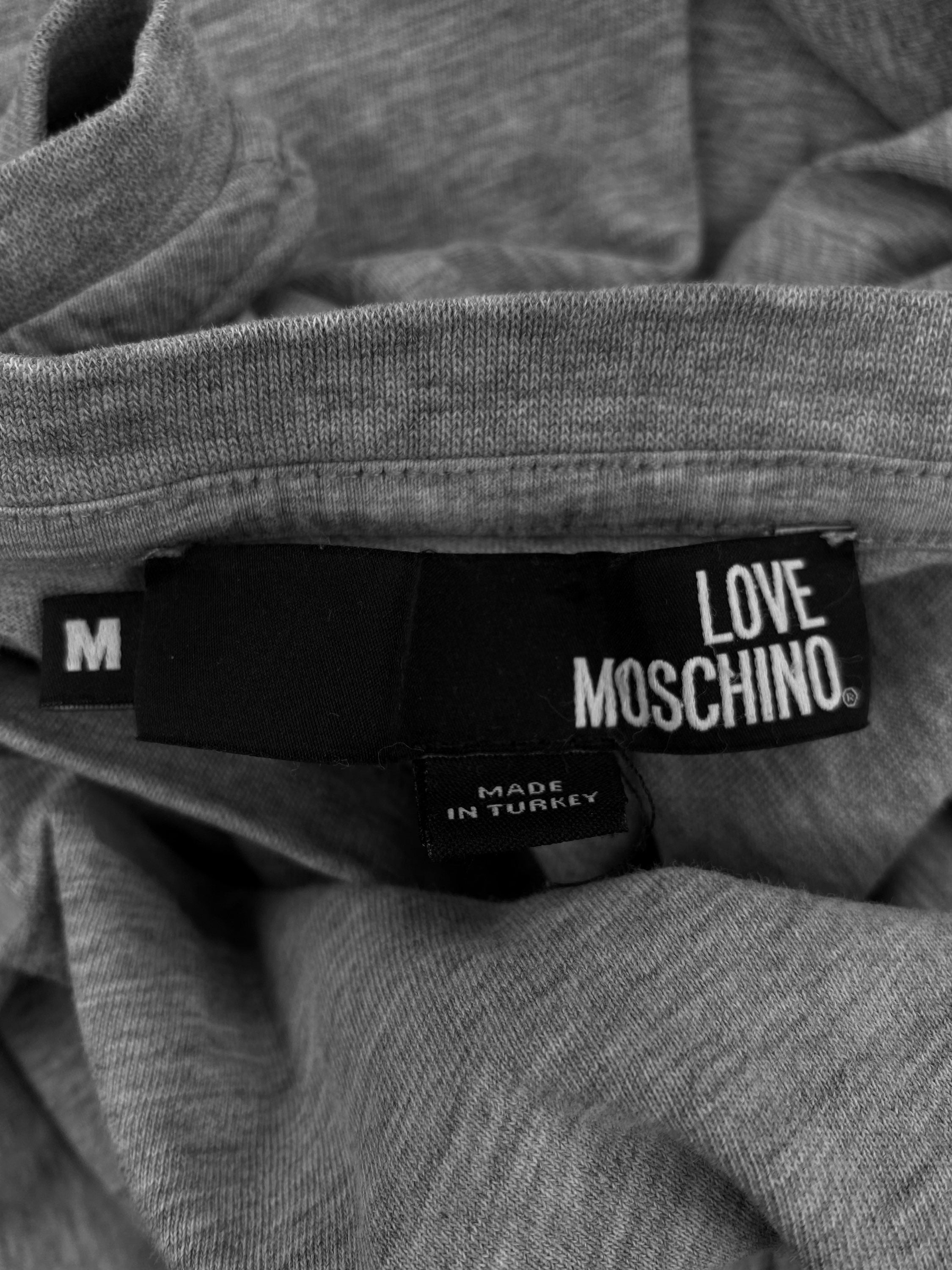 2000s Moschino ‘Love Moschino’ Peace Motif Heather Grey T-Shirt