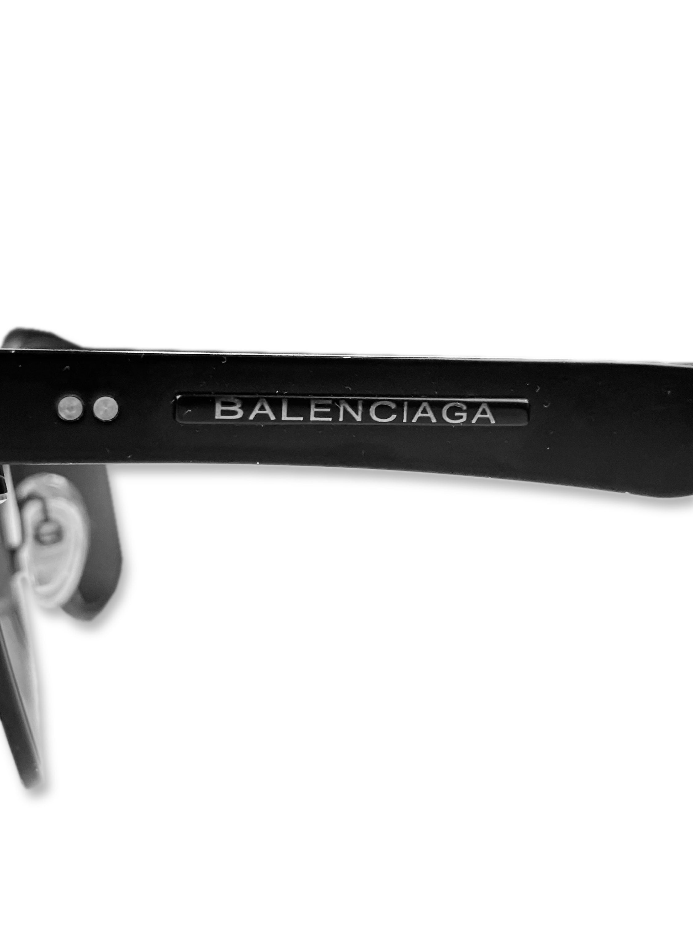 Balenciaga Black Tint Metallic Ombré Clubmaster Sunglasses