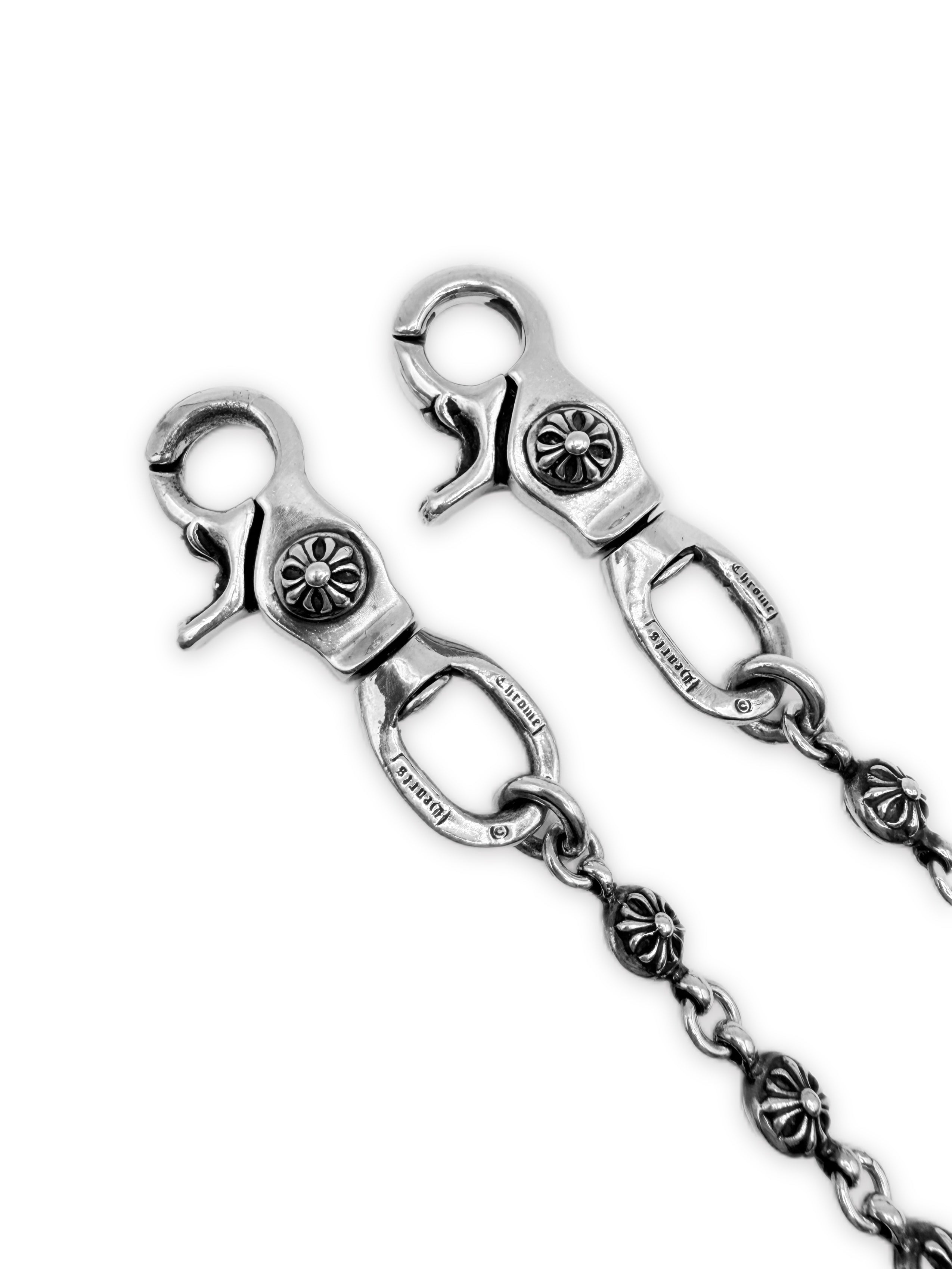 Chrome Hearts 36 link Cross Ball XL Double Lobster Clasp Silver Wallet Chain