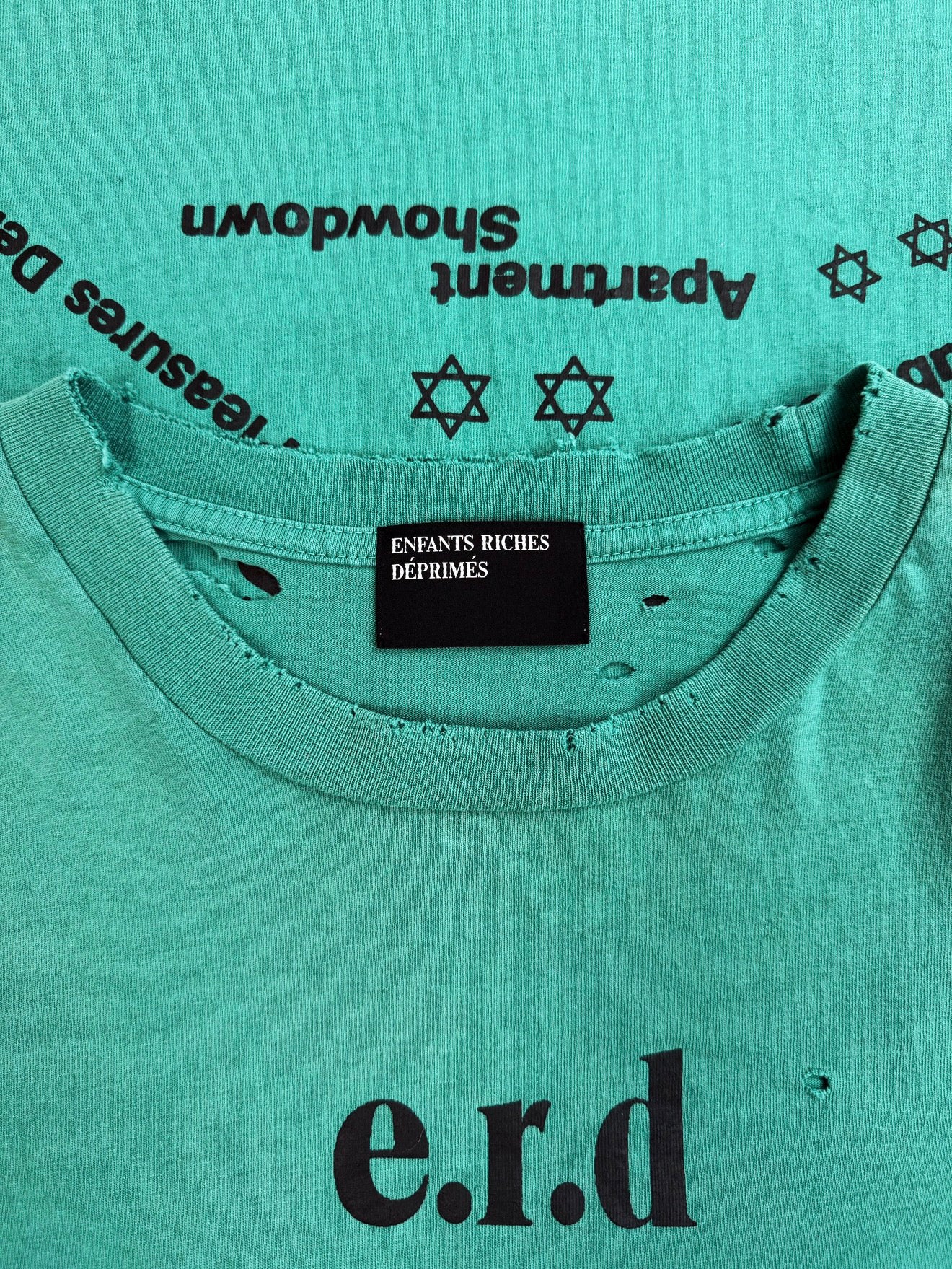 Enfants Riches Deprimes ‘Pleasures Denied’ Teal Distressed Long Sleeve