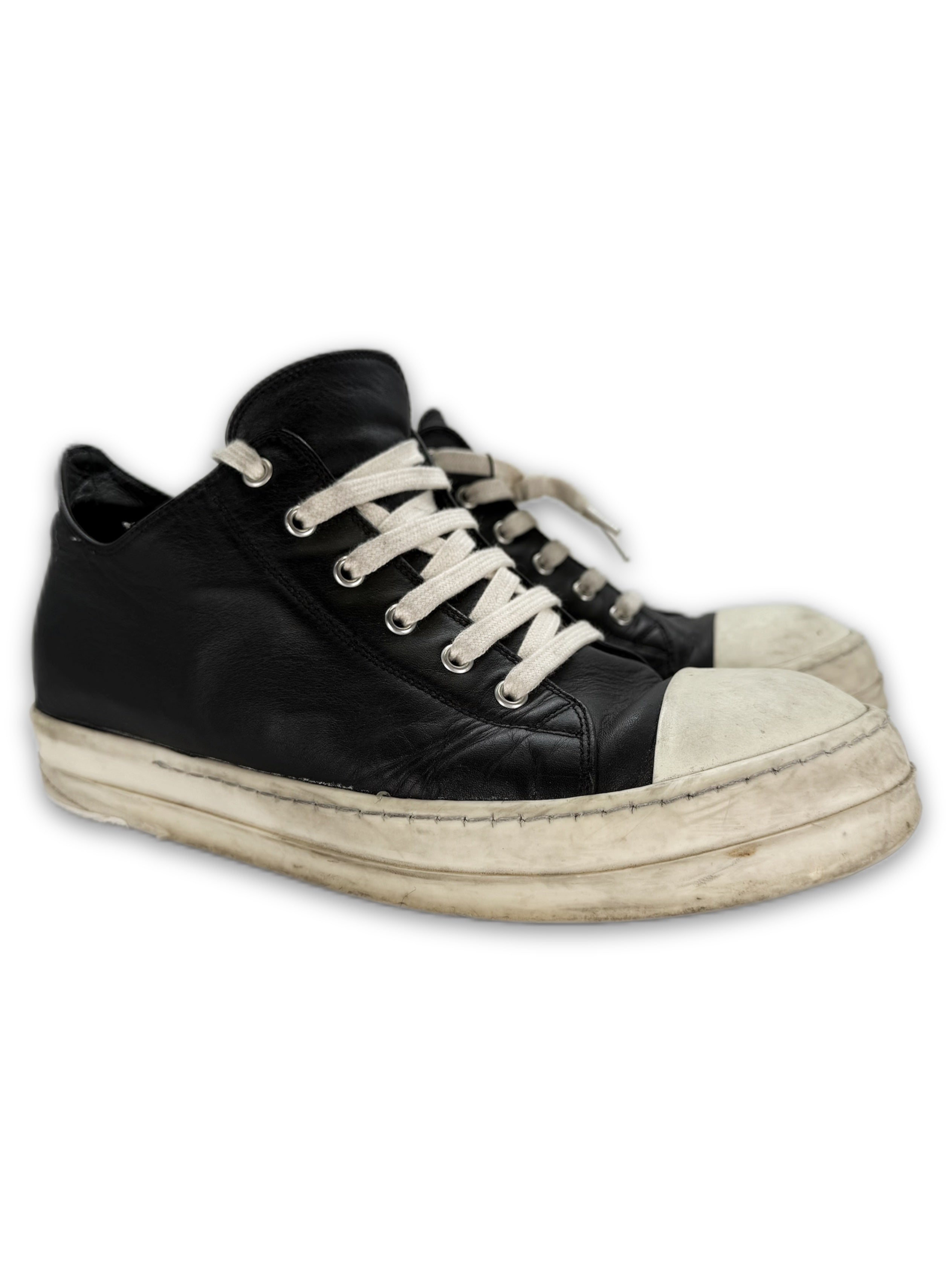 Rick Owens Black Leather ‘Ramone’ Low-top Sneakers