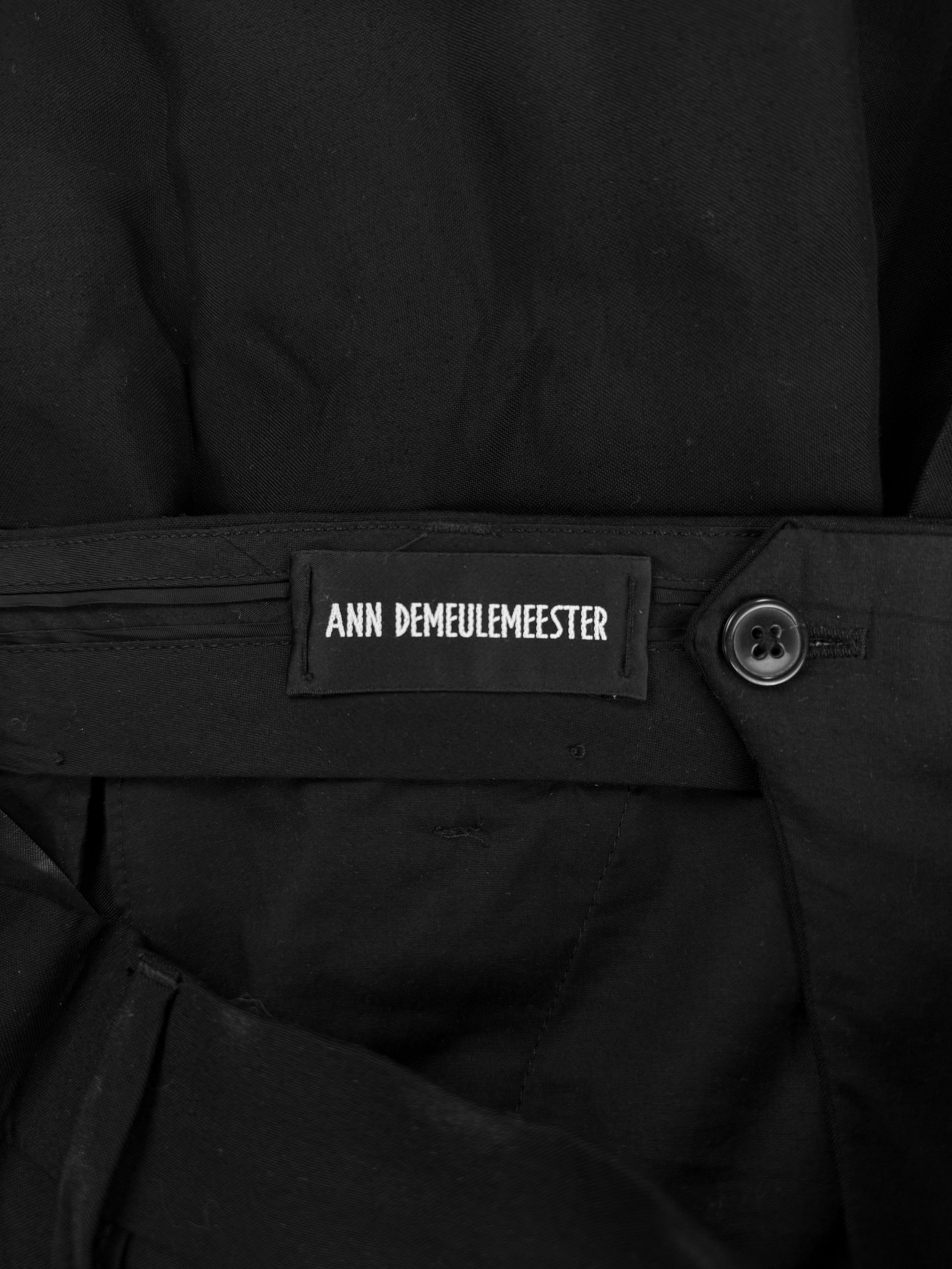 AW25 Ann Demeulemeester Black High Waisted Wide Cut Baggy Trousers Pants