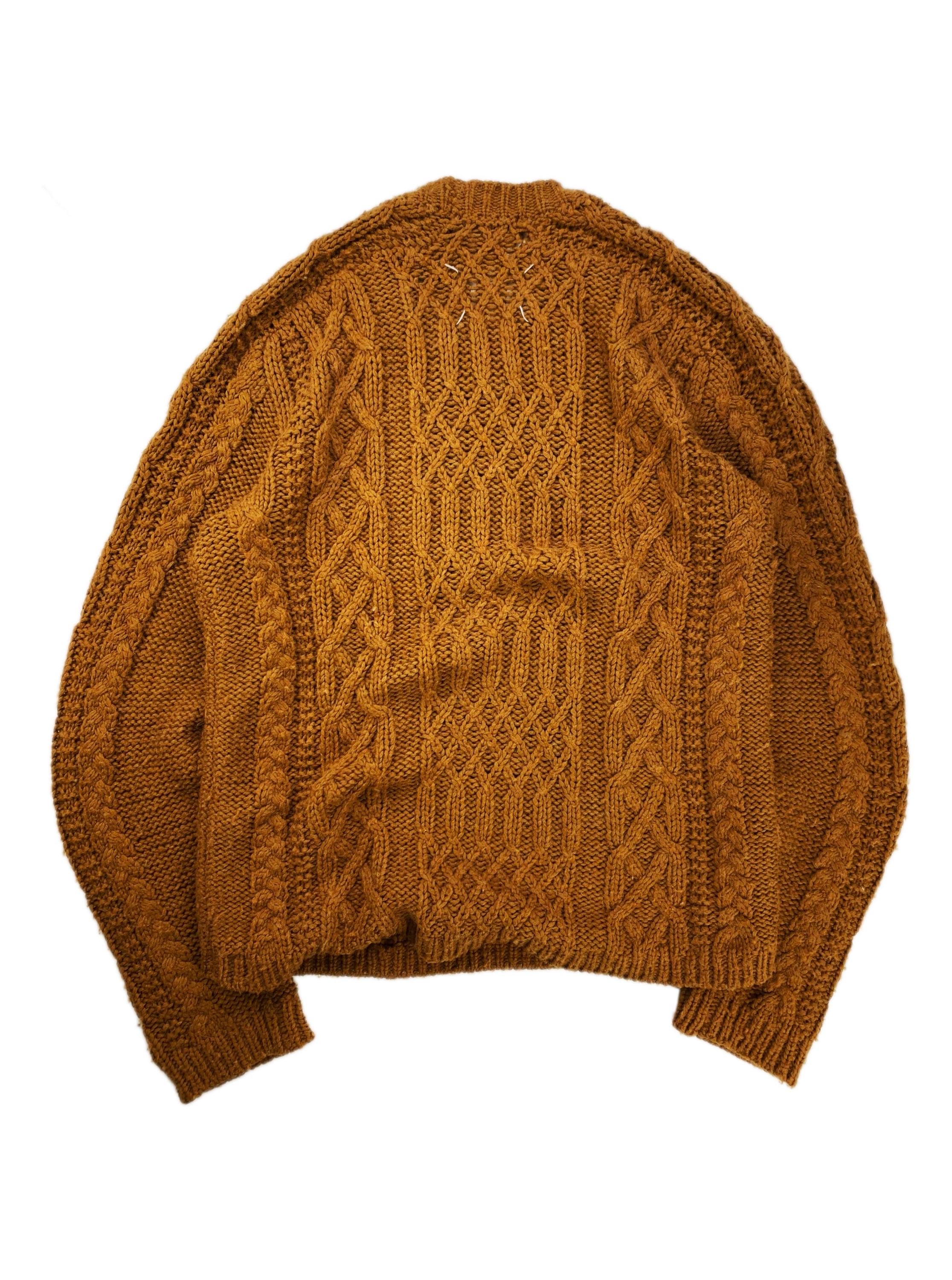 AW16 Maison Margiela Tan Cable Knit Loose Gauge Knit Sweater