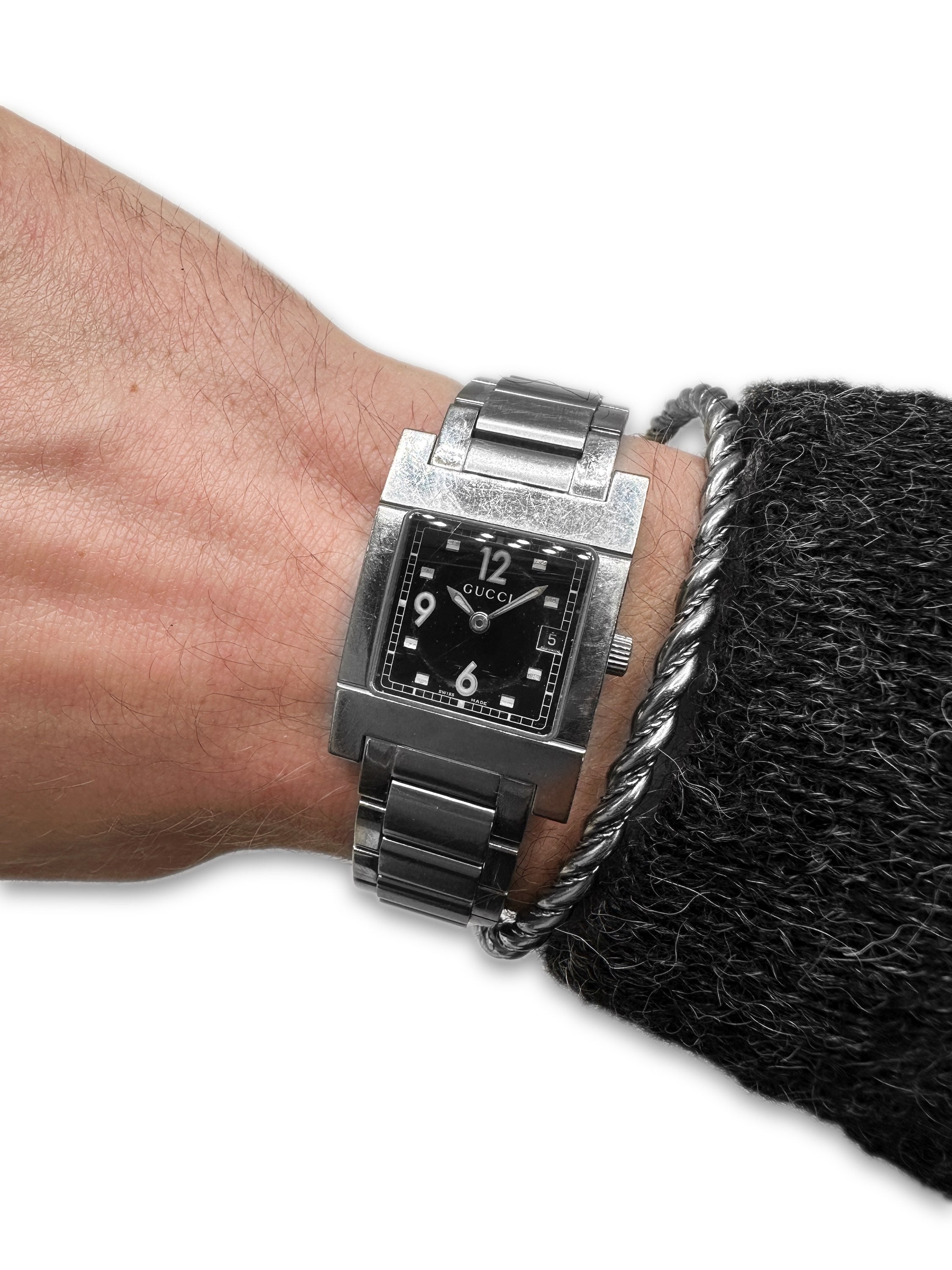 00s Gucci ‘Square Face’ 7700L 3ATM Stainless Analog Wrist Watch