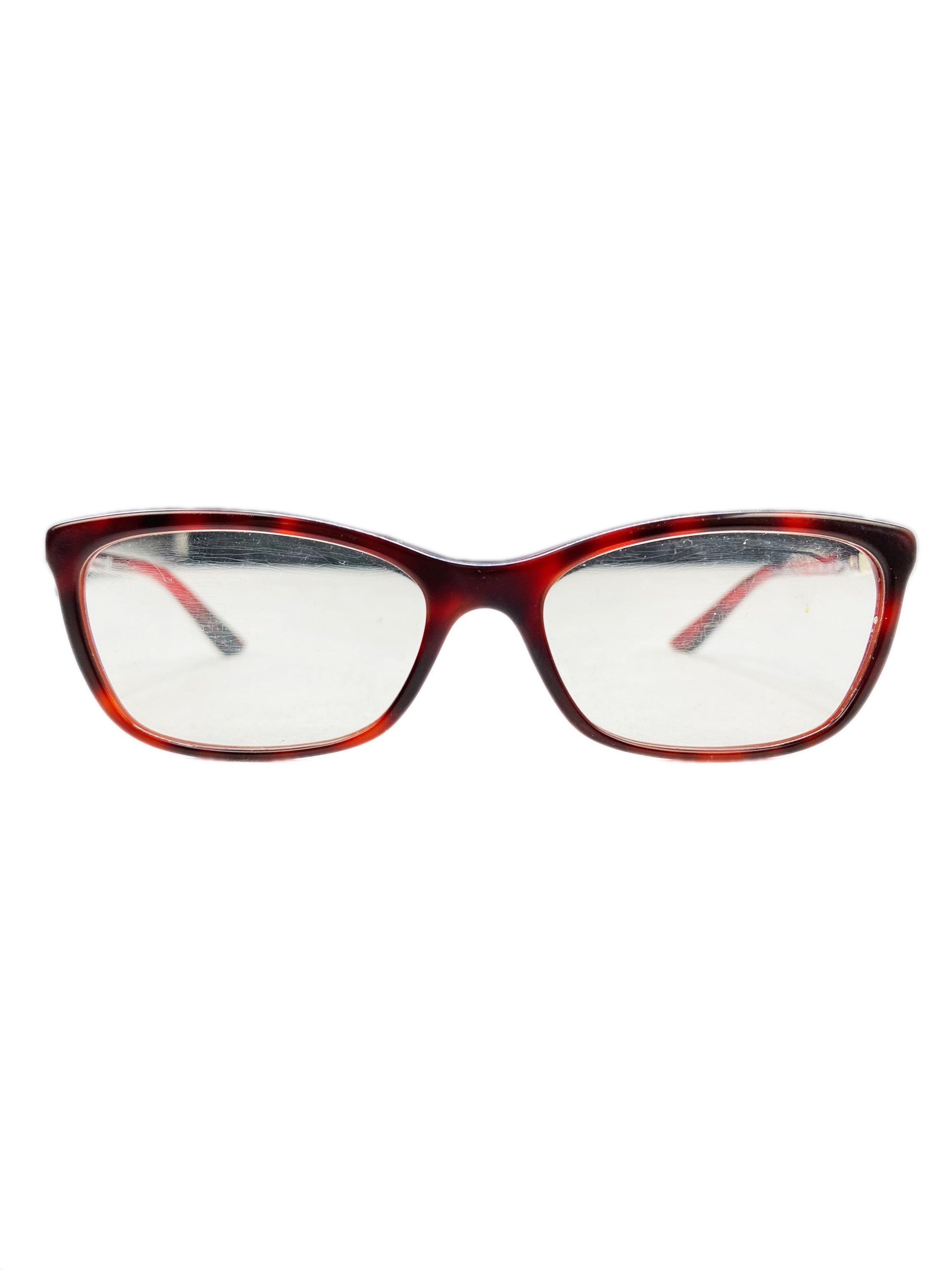 Versace Blood Red Metallic Rounded Frame Glasses