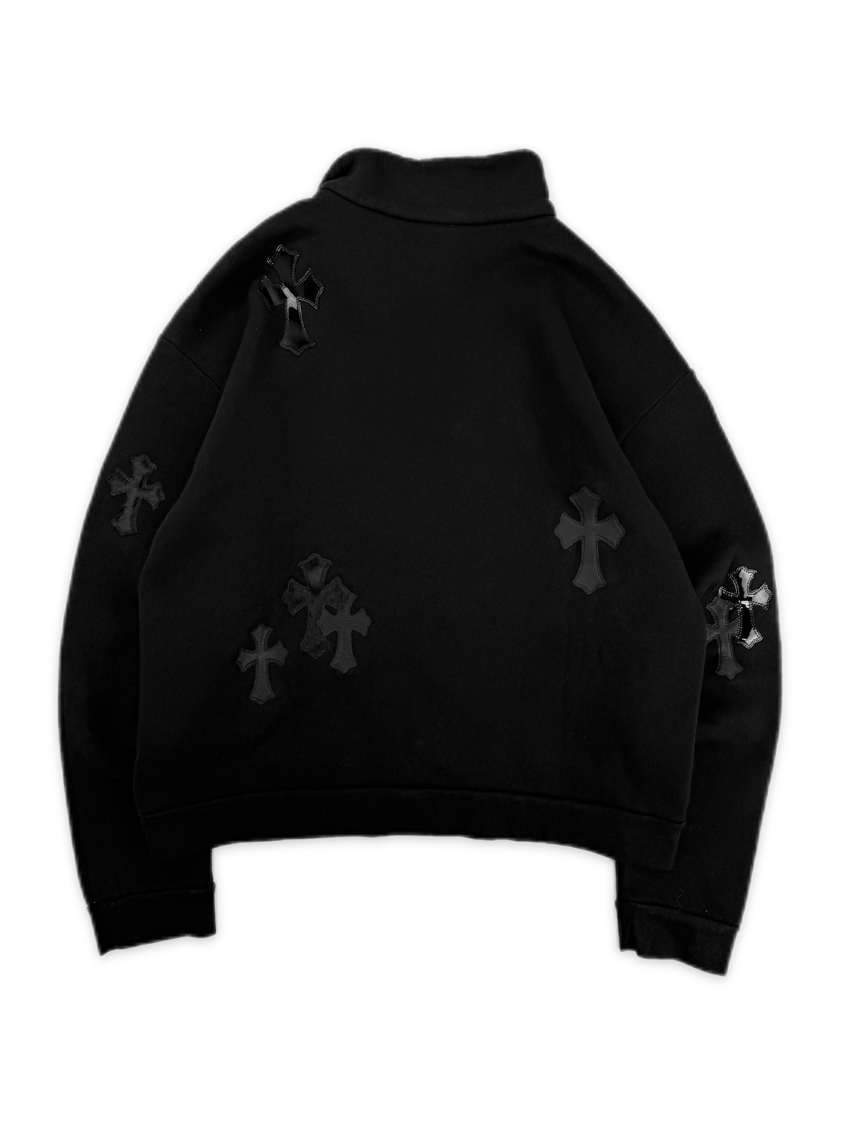 Chrome Hearts Pony / Patent Leather 15 Cross Patch Dagger Quarter Zip Sweater