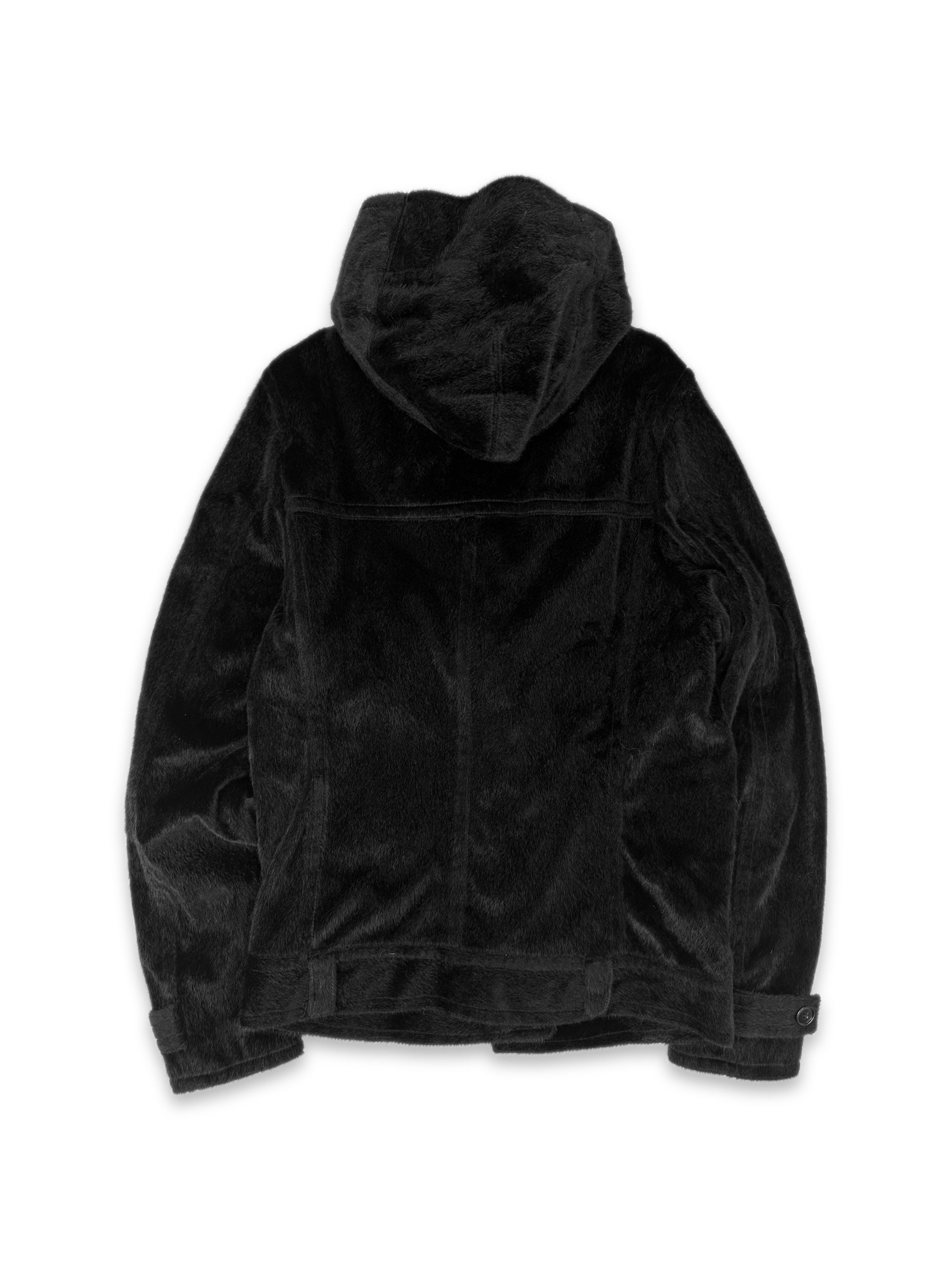 00s Semantic Design Black Fur Leather Clasp Jacket