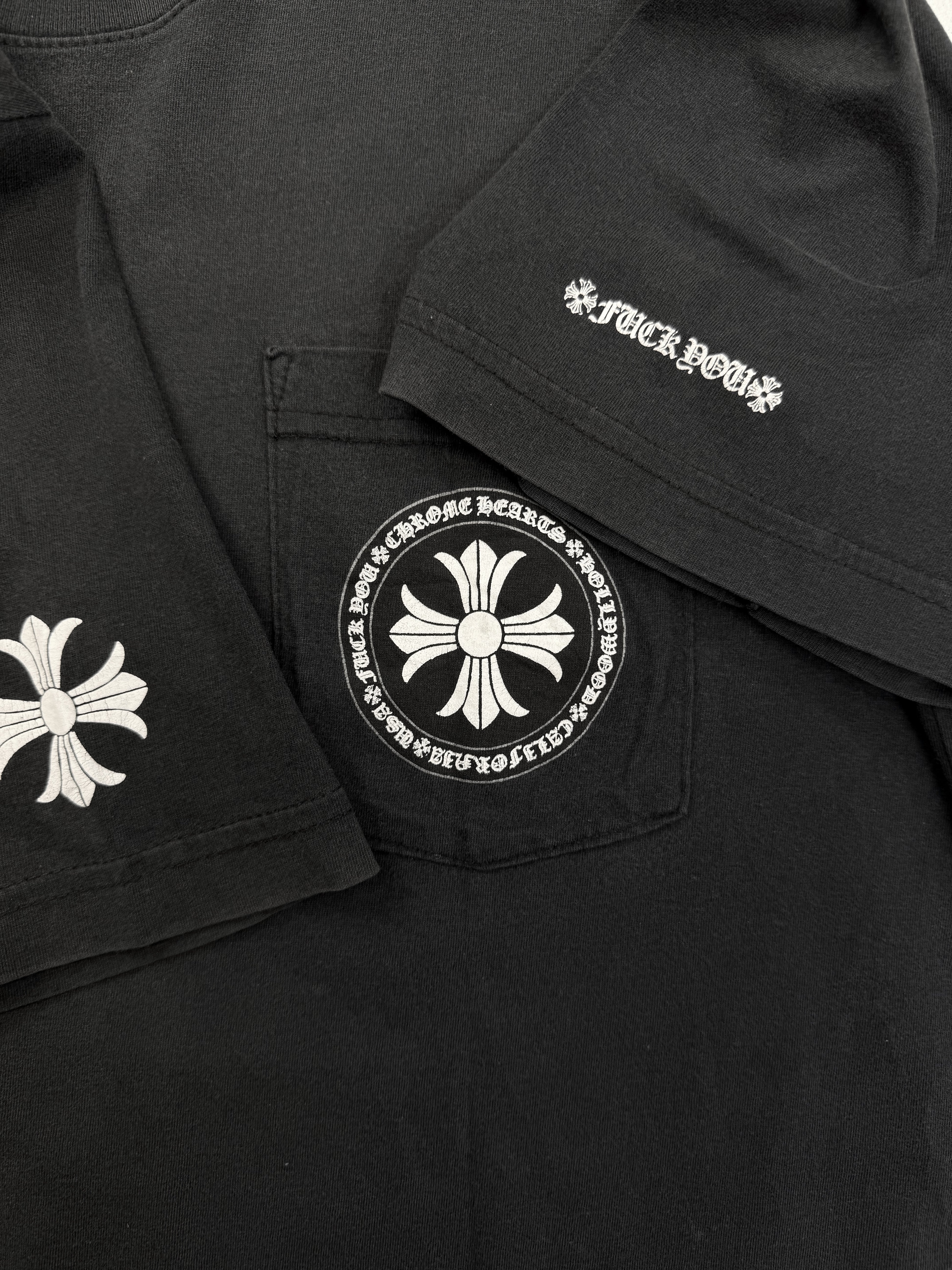 Chrome Hearts Faded Plus Logo Black Fuck You T-Shirt