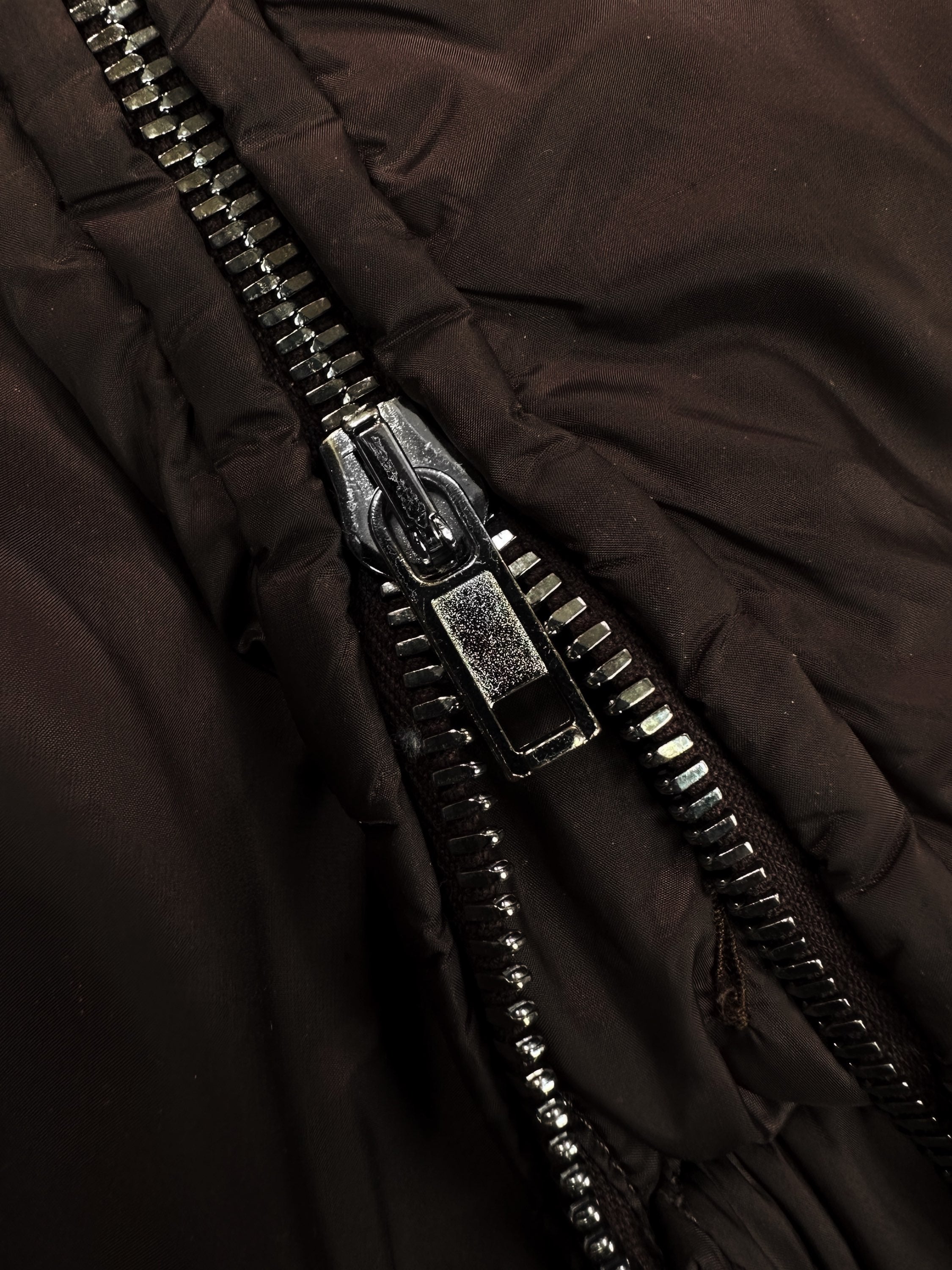 AW18 Rick Owens ‘Sisyphus’ Burnt Brown Nylon Zipper Flare Pants