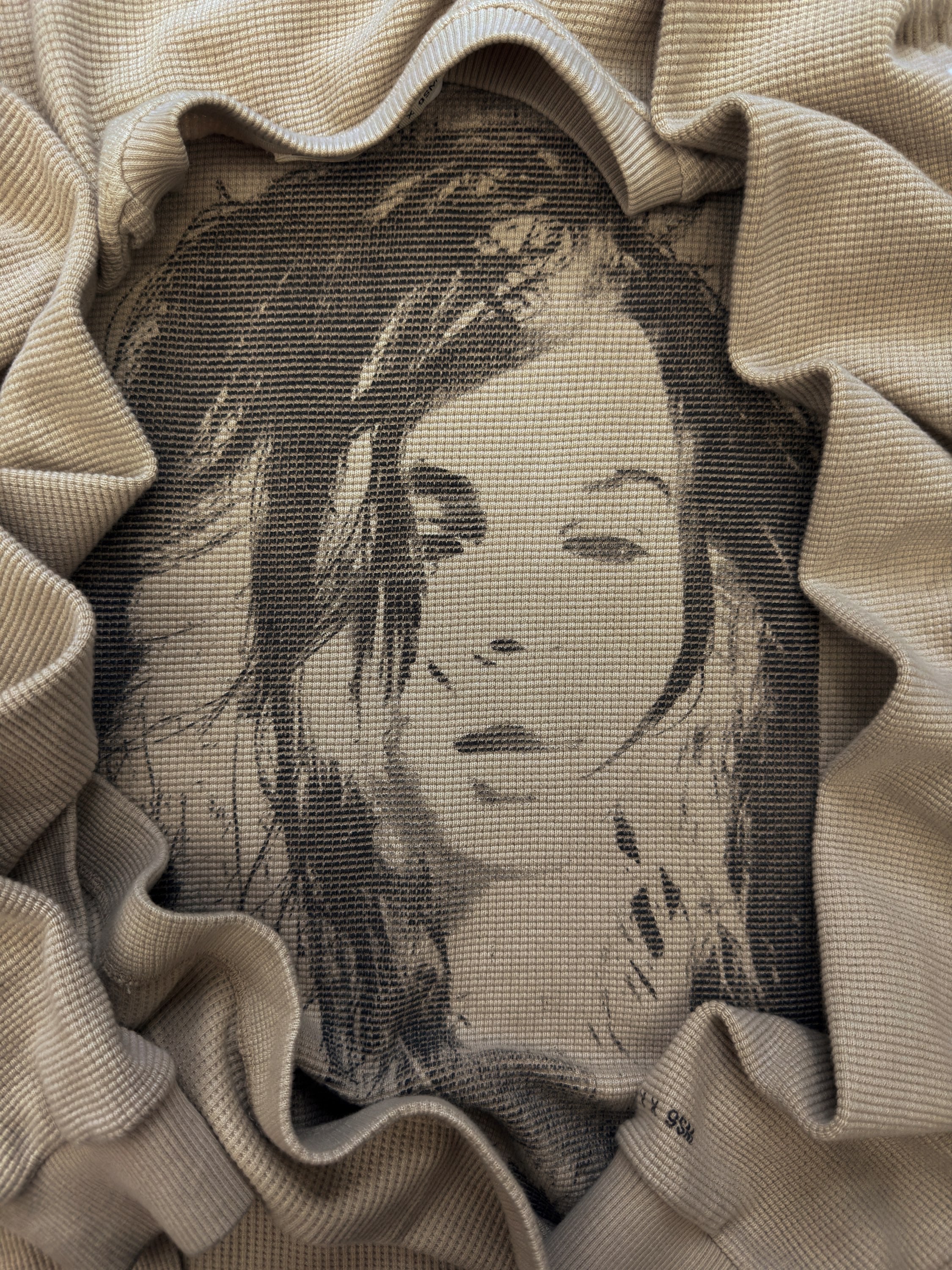 1017 Alyx 9SM ‘Face’ Graphic Beige Waffle Long Sleeve Shirt