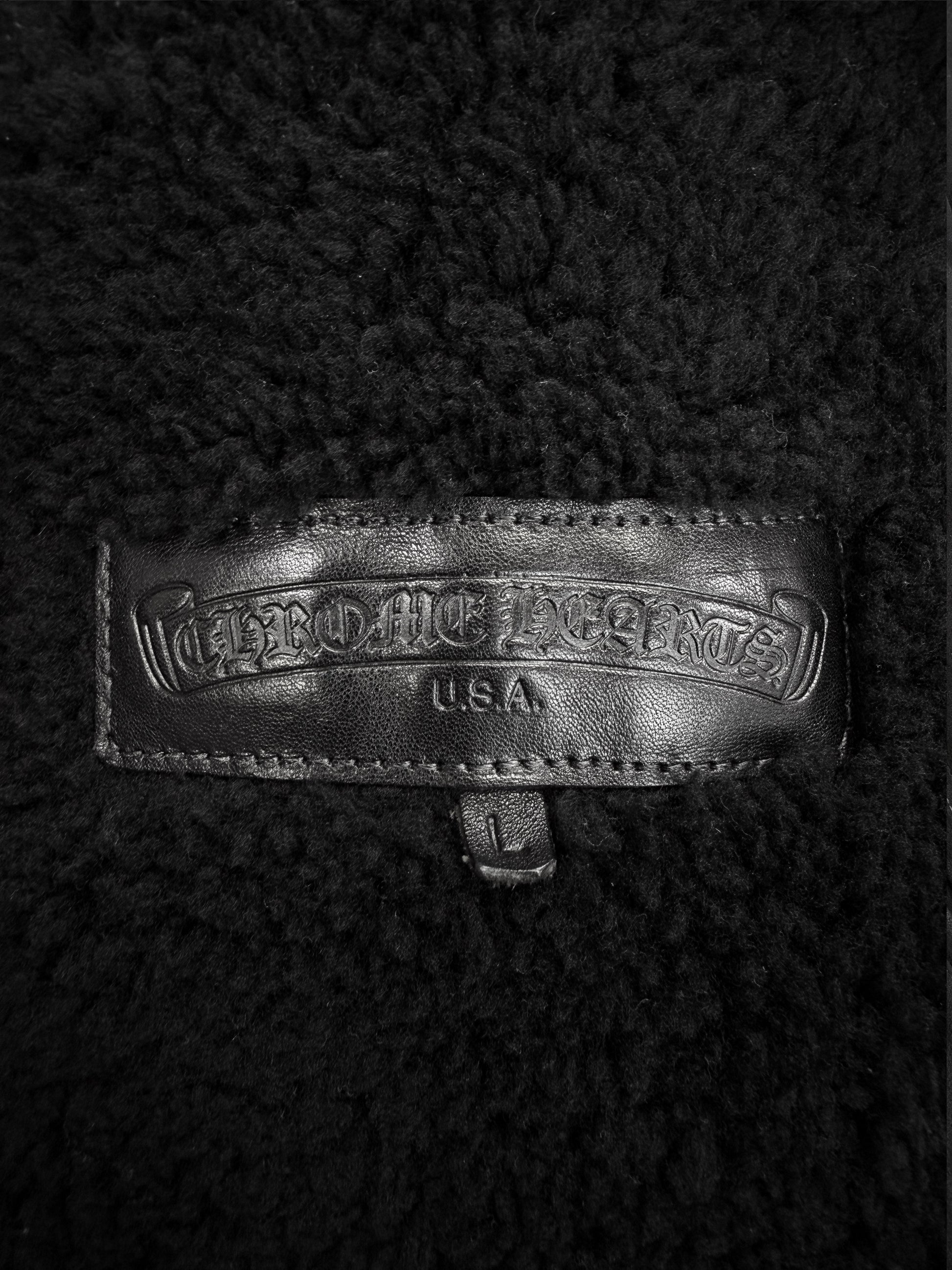 Chrome Hearts Mouton Fur Suede Shearling Lined .925 Silver Sun Faded Jacket