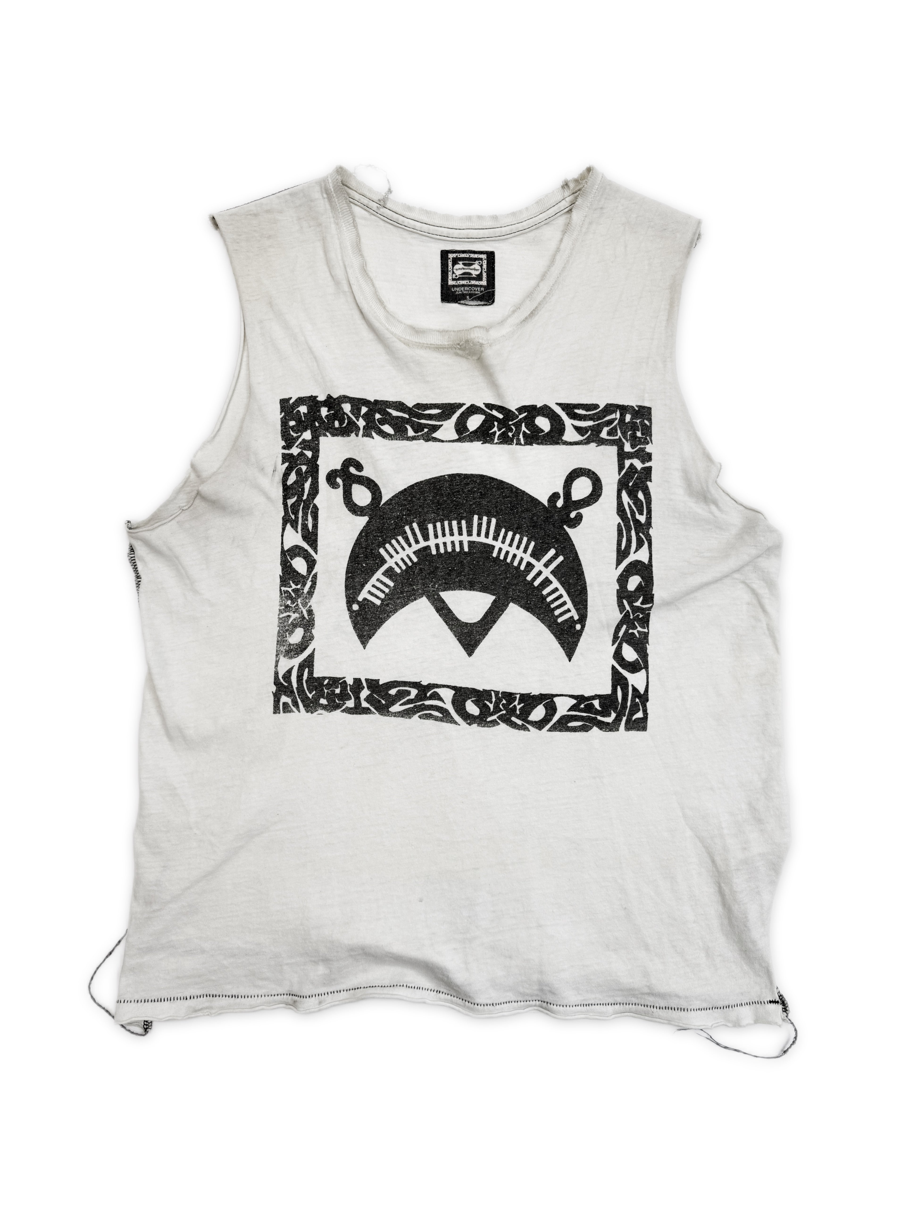 SS03 Undercover ‘Scab’ Giz White Distressed Sleeveless Tank-top