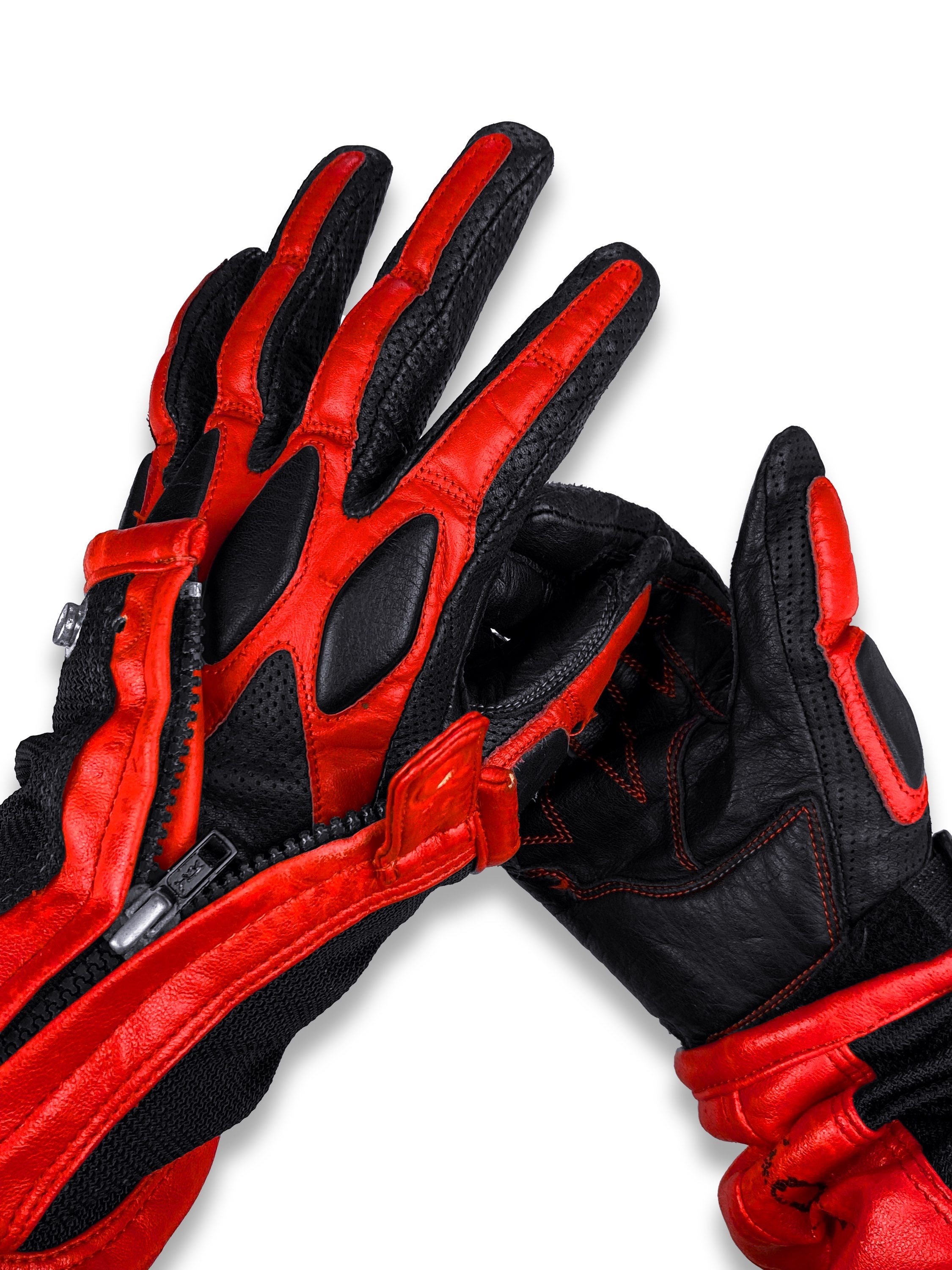 90s Kadoya ‘Cybernation’ Padded PVC Leather Biker Gloves